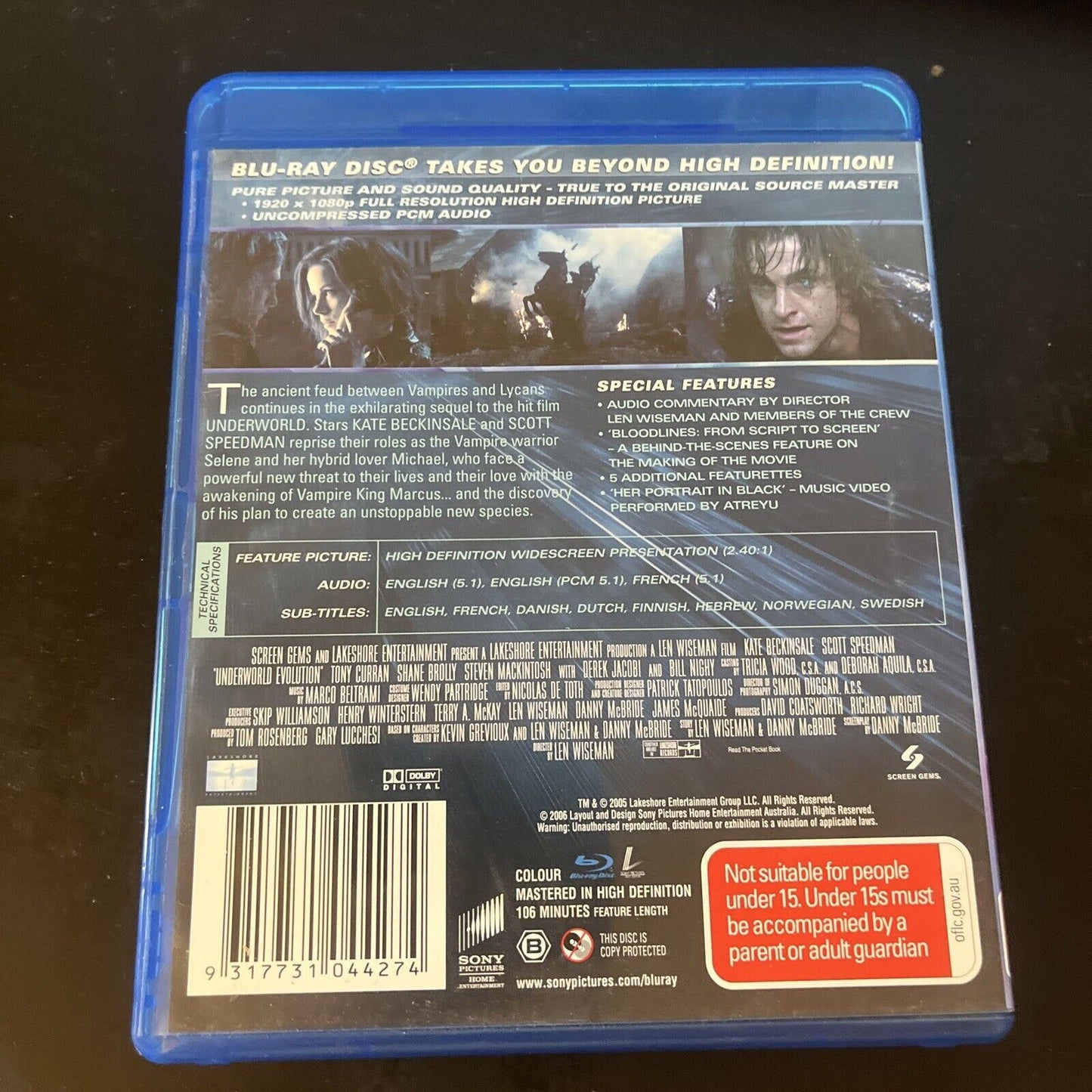 Underworld - Evolution & Rise of the Lycans (Blu-ray, 2005, 2-Disc) Region B