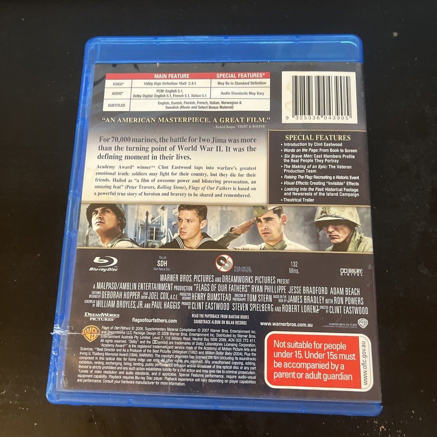 Flags Of Our Fathers (Blu-ray, 2006) Ryan Phillippe, Jesse Bradford, Region B