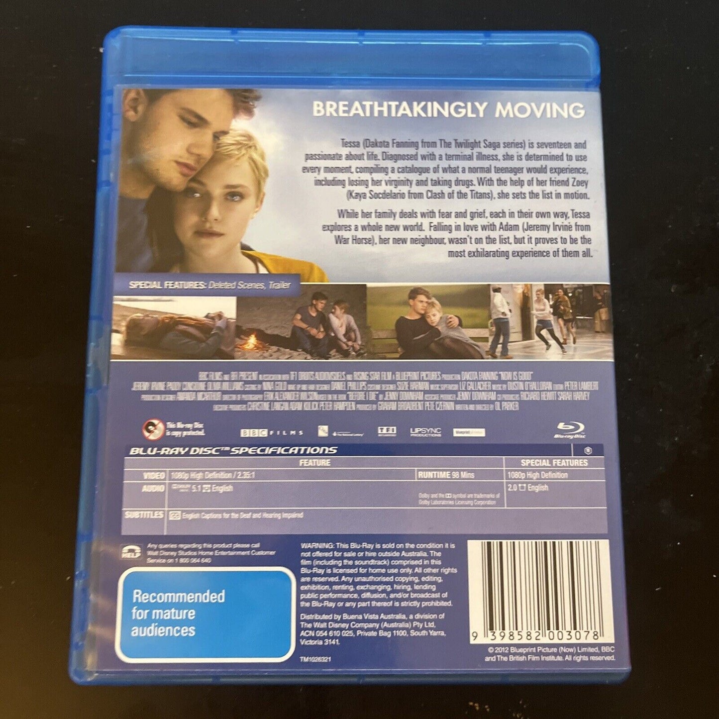 Now Is Good (Blu-ray, 2012) Dakota Fanning, Jeremy Irvine, Region B
