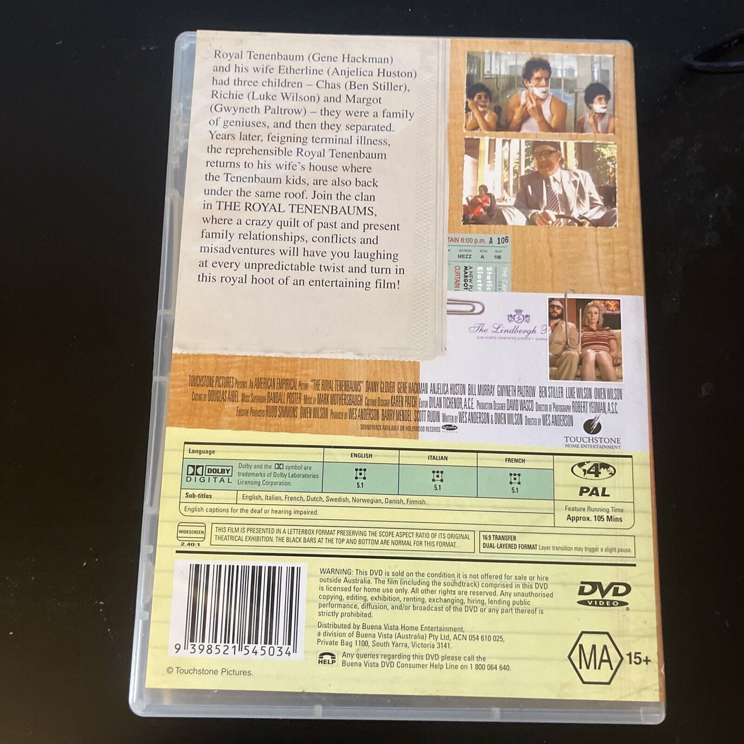 The Royal Tenenbaums (DVD, 2001) Danny Glover, Gene Hackman Region 4