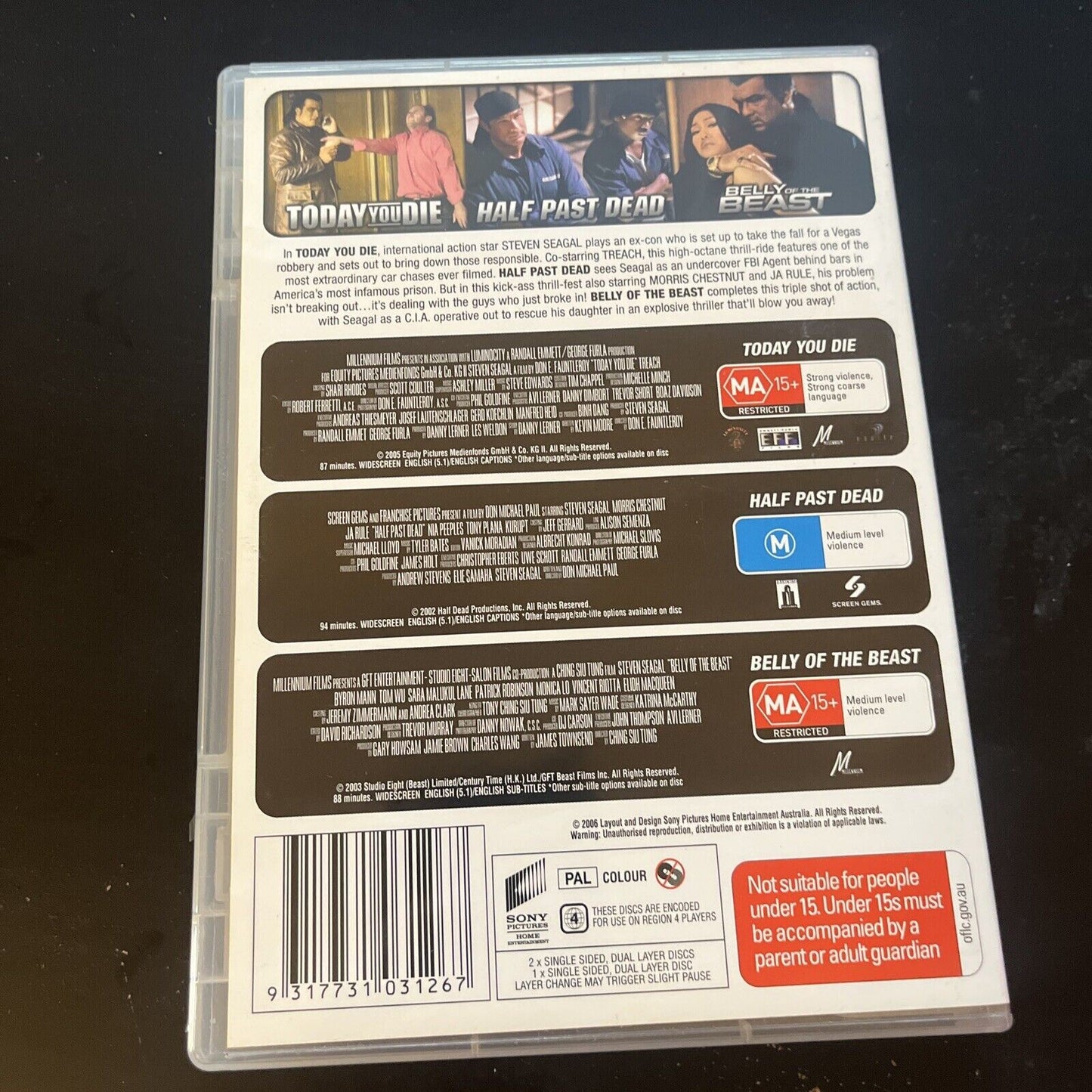 Today You Die / Half Past Dead / Belly of the Beast (DVD) Steven Seagal Region 4