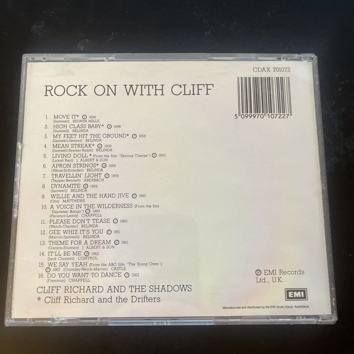 Cliff Richard And The Shadows - Rock On With Cliff (CD, 1962)