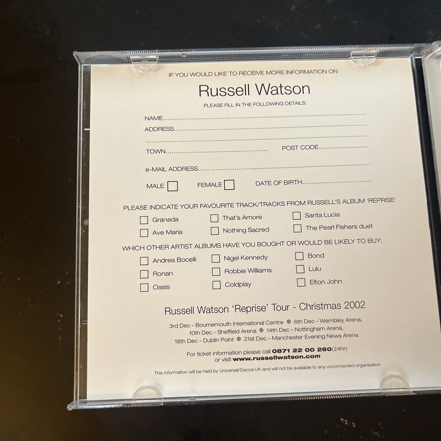 Russell Watson - Reprise (CD, 2002)