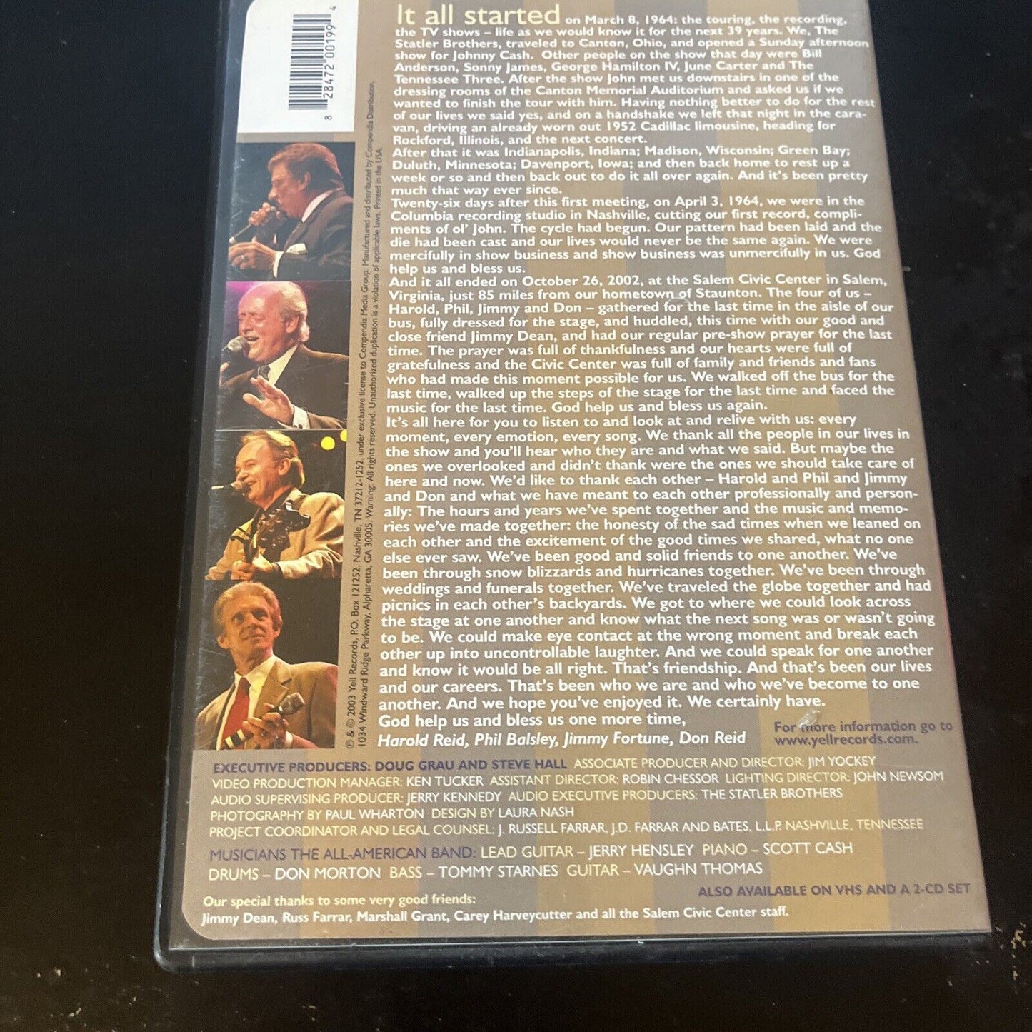 The Statler Brothers - Farewell Concert (DVD, 2003) All Regions