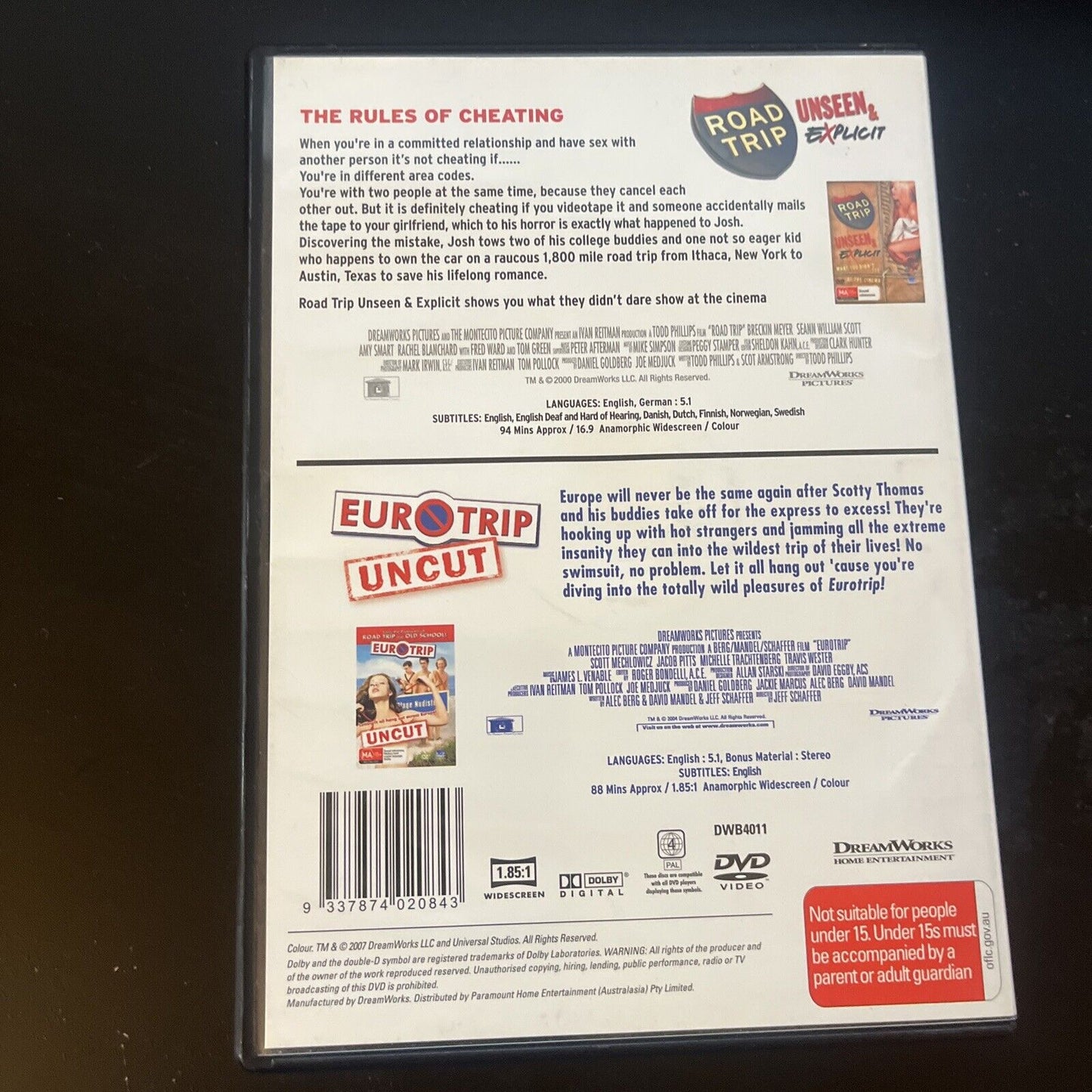 Euro Trip - Unseen & Explicit / Road Trip - Uncut (DVD, 2-Disc) NEW Region 4