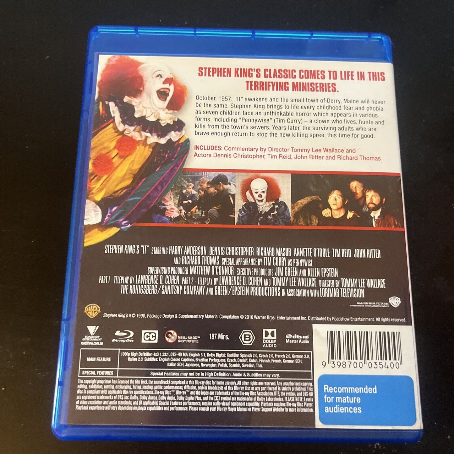 Stephen Kings's IT (Blu-ray, 1990) Harry Anderson, Dennis Christopher Region B