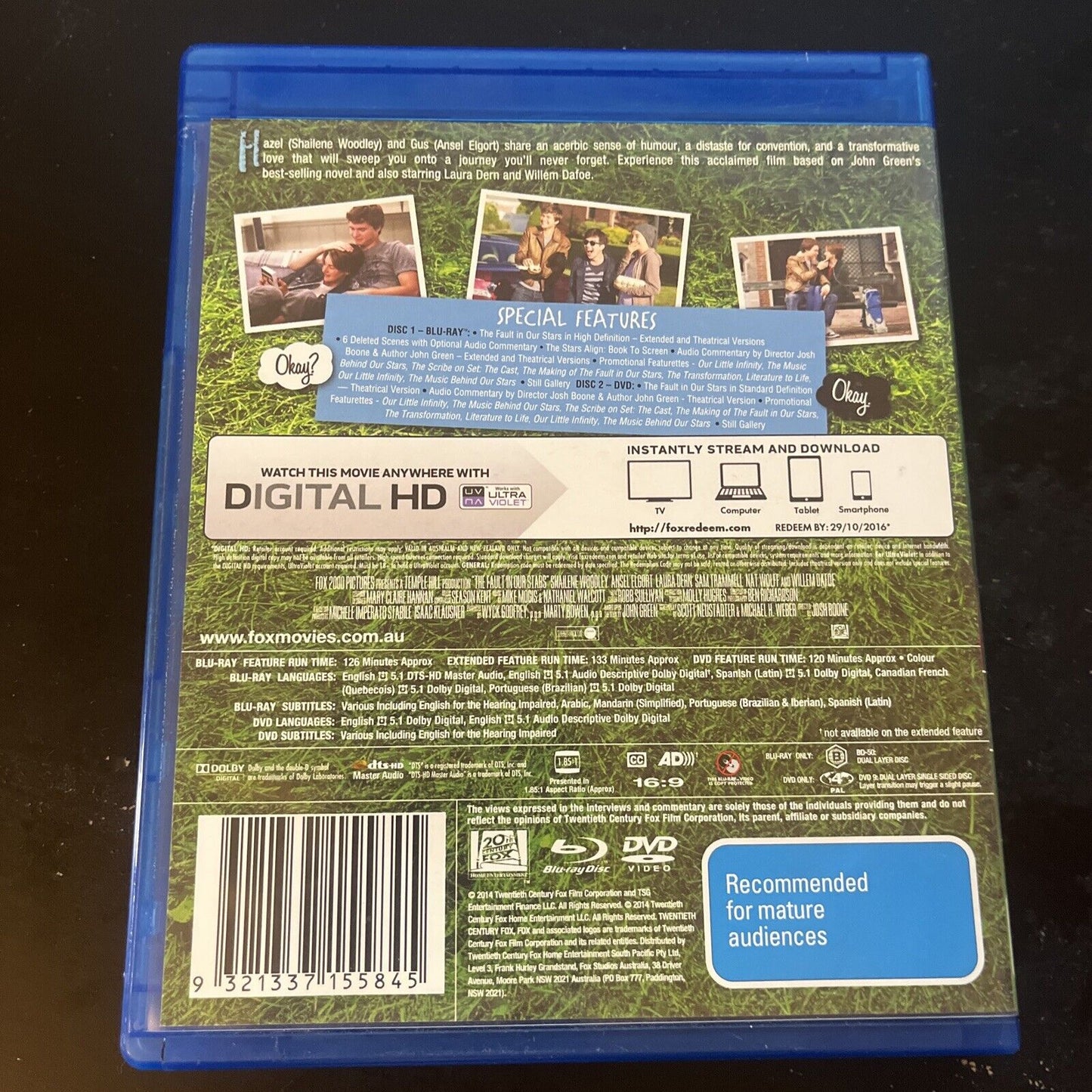 The Fault In Our Stars - Little Infinities Edition (Blu-ray & DVD, 2014) RegionB