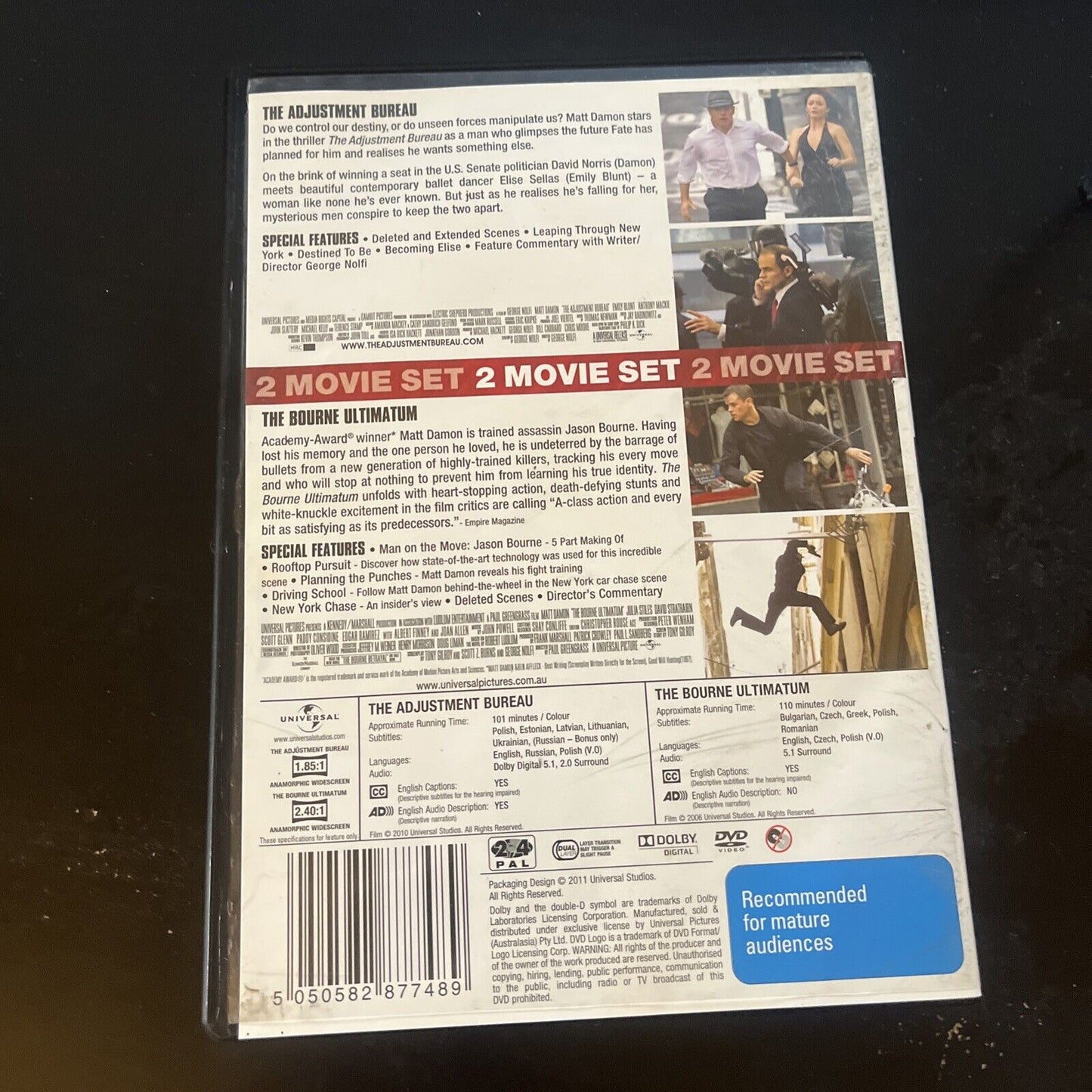 The Adjustment Bureau / The Bourne Ultimatum (DVD, 2-Disc) Region 2 & 4
