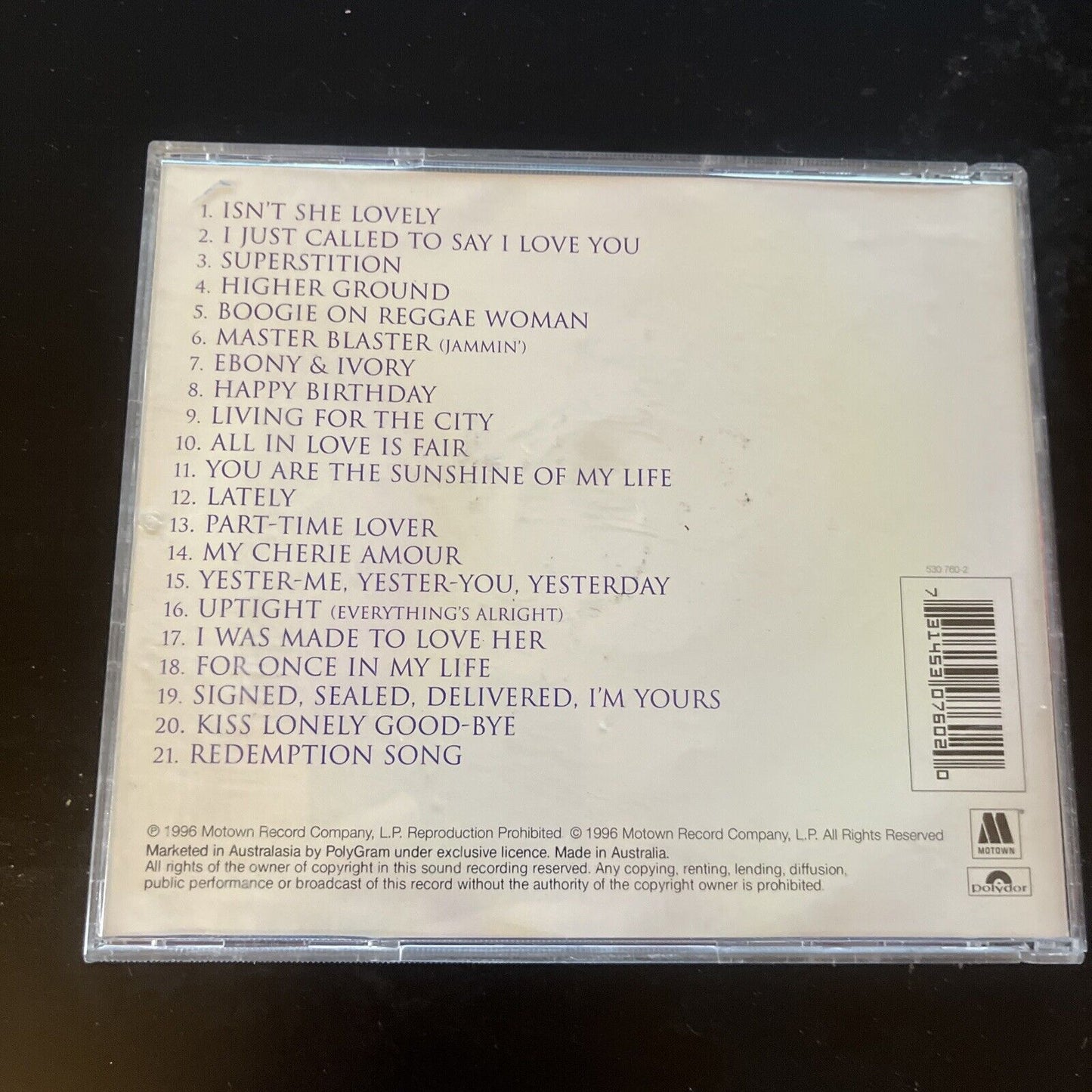 Stevie Wonder – Song Review (A Greatest Hits Collection) CD