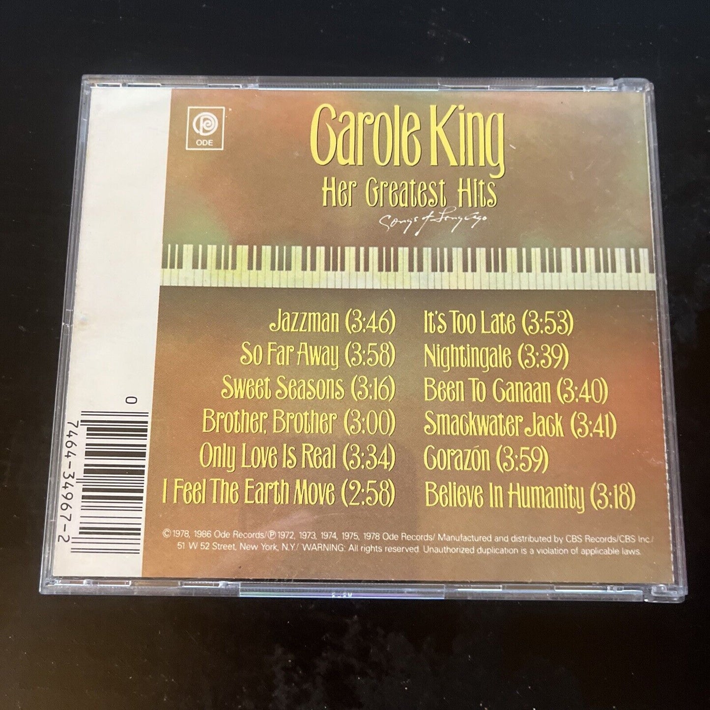 Carole King – Her Greatest Hits - Songs Of Long Ago (CD, 1978)