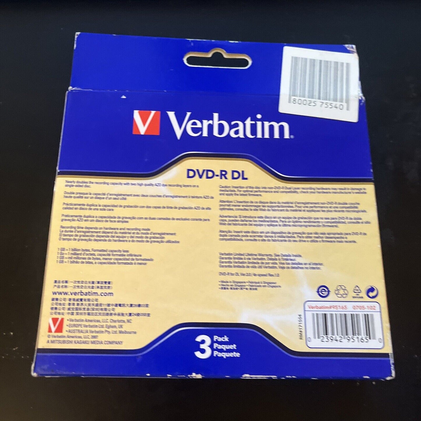 NEW Verbatim 3x DVD-R DL Dual Layer 8.5gb Blank DVD