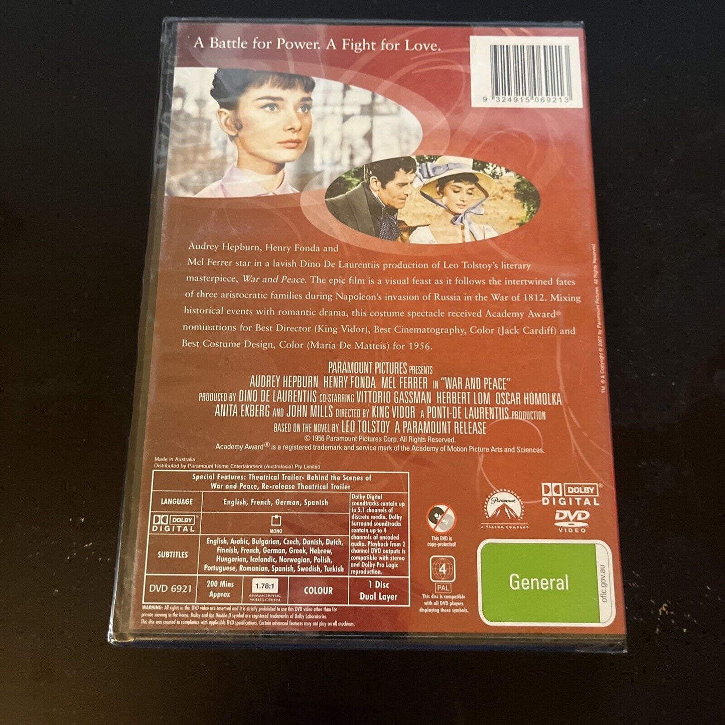 *New Sealed* War And Peace (DVD, 1956) Audrey Hepburn, Henry Fonda  Region 4