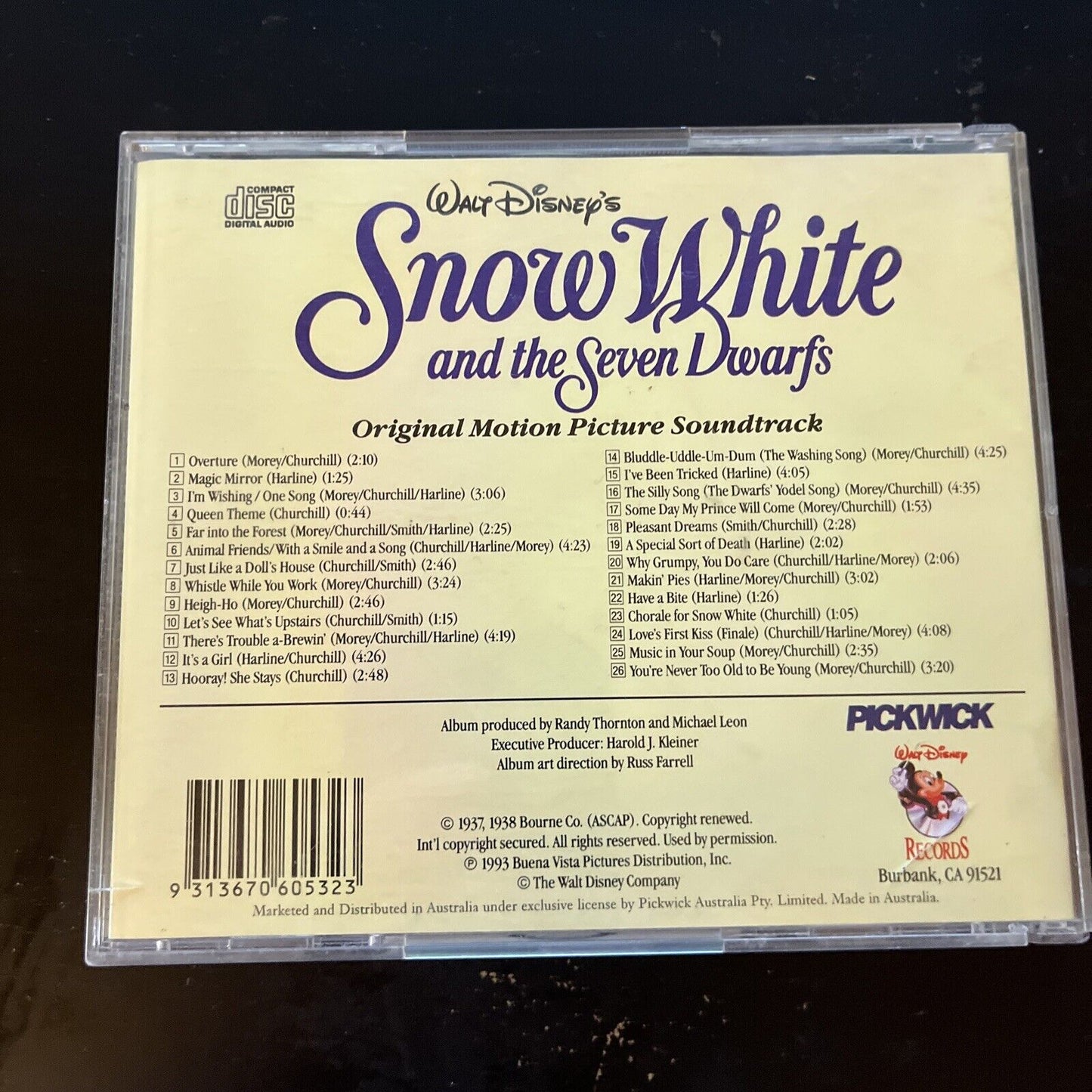 Snow White and the Seven Dwarfs - Original Motion Picture Soundtrack (CD, 1993)