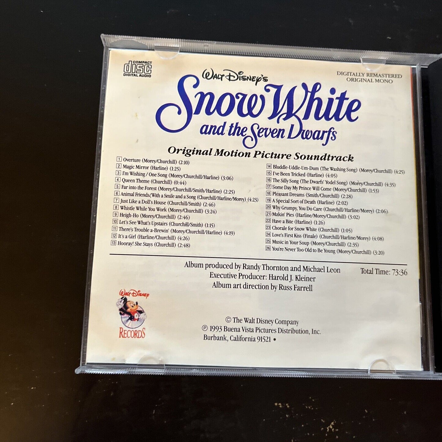 Snow White and the Seven Dwarfs - Original Motion Picture Soundtrack (CD, 1993)