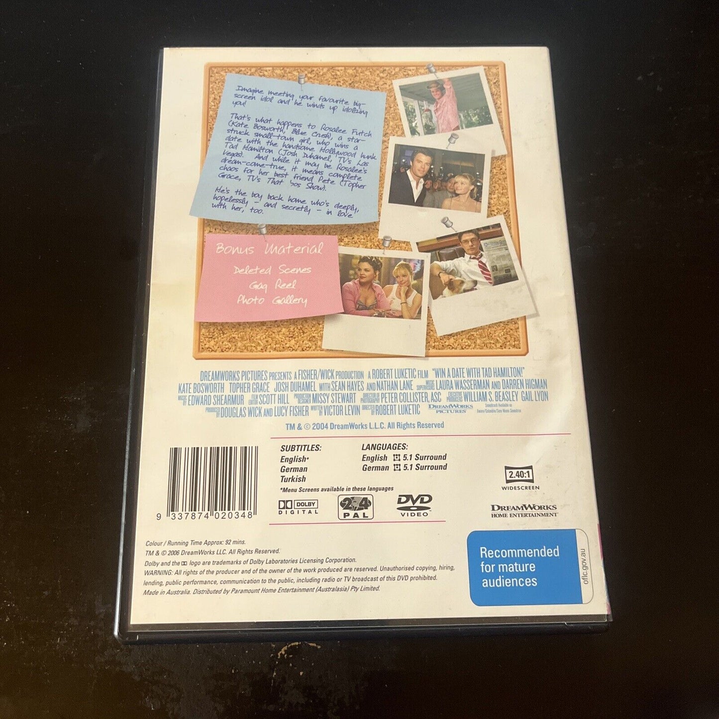 Win A Date With Tad Hamilton! (DVD, 2004) Kate Bosworth, NEW Region 4 &2