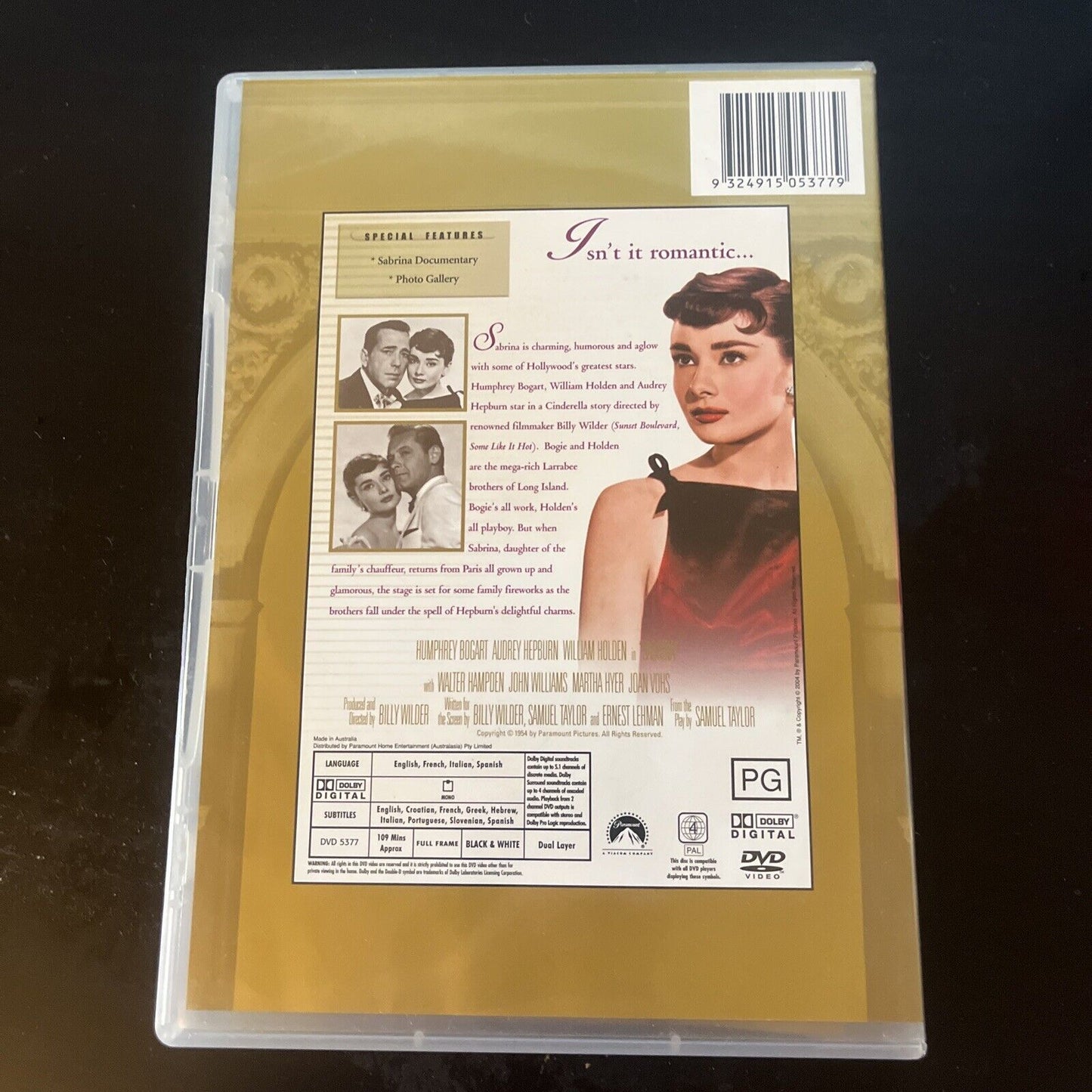 Sabrina (DVD, 1954) Humphrey Bogart, Audrey Hepburn, William Holden NEW Region 4