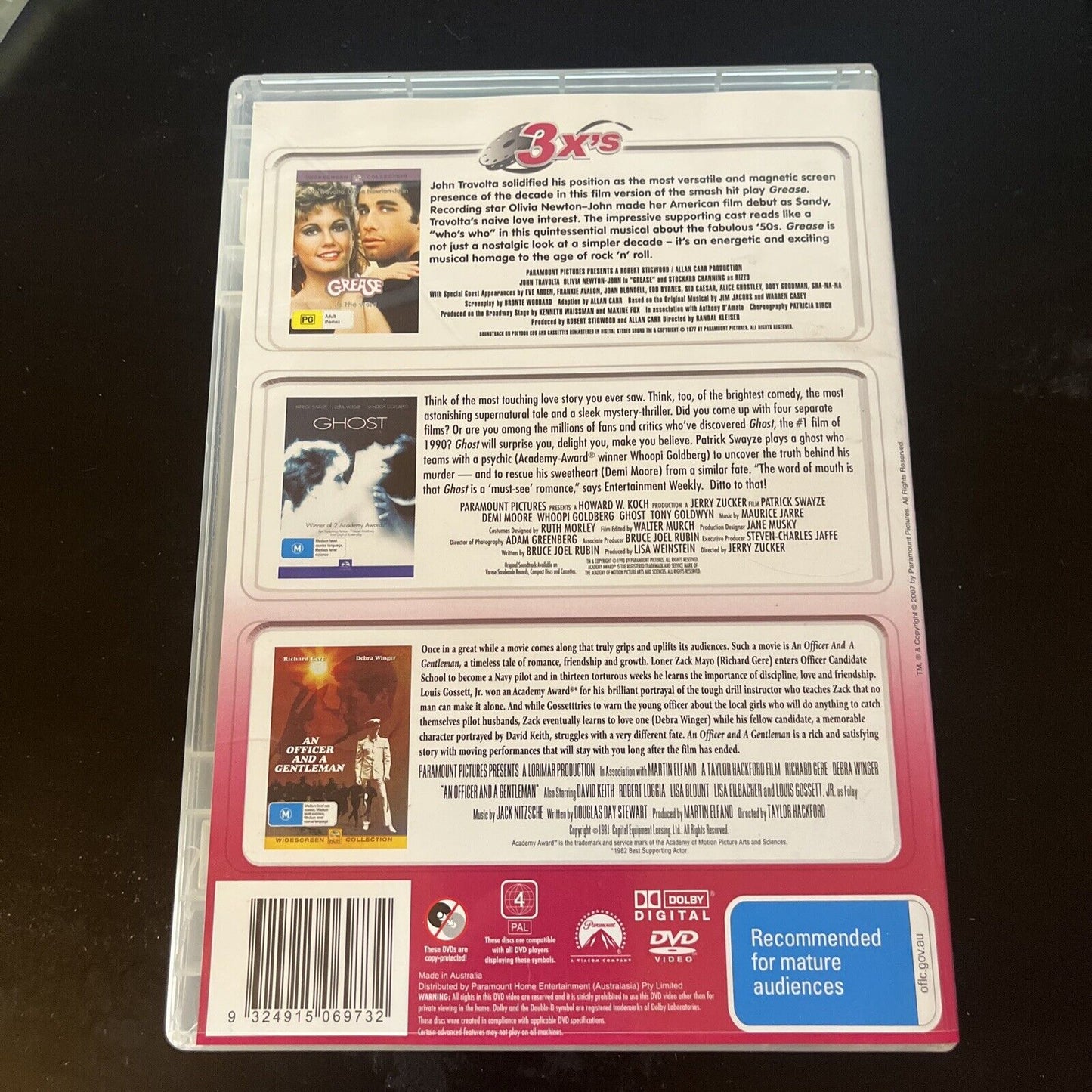 Grease / Ghost / An Office And A Gentleman (DVD, 1978, 3-Disc) Region 4