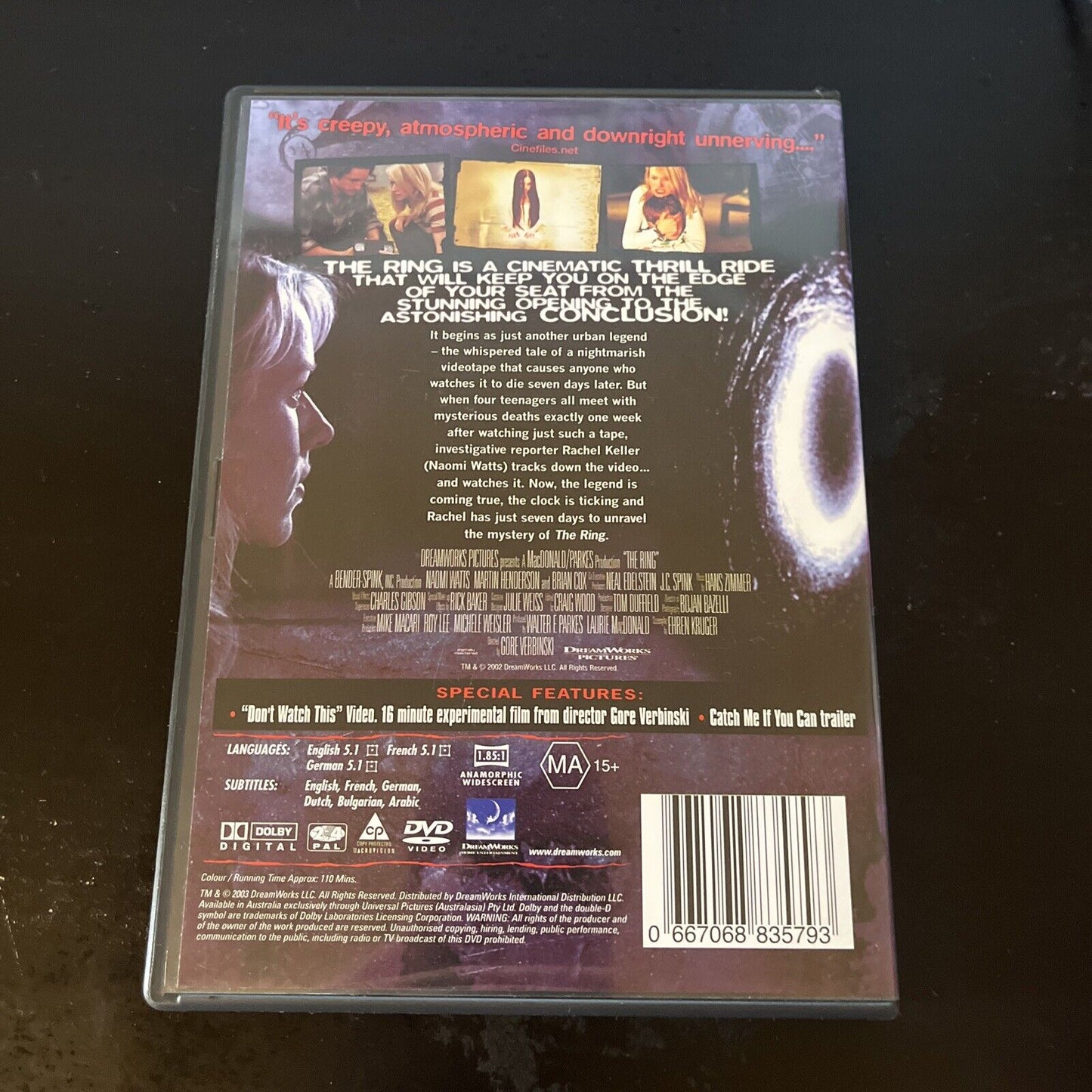 The Ring (DVD, 2002) Naomi Watts, Martin Henderson, Brian Cox, NEW Region 4 &2