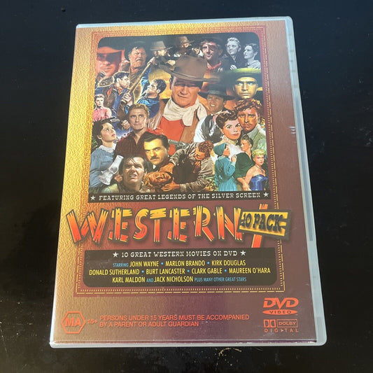 Western 10 Pack Movies (DVD, 4-Disc) John Wayne, Marlon Brando All Regions