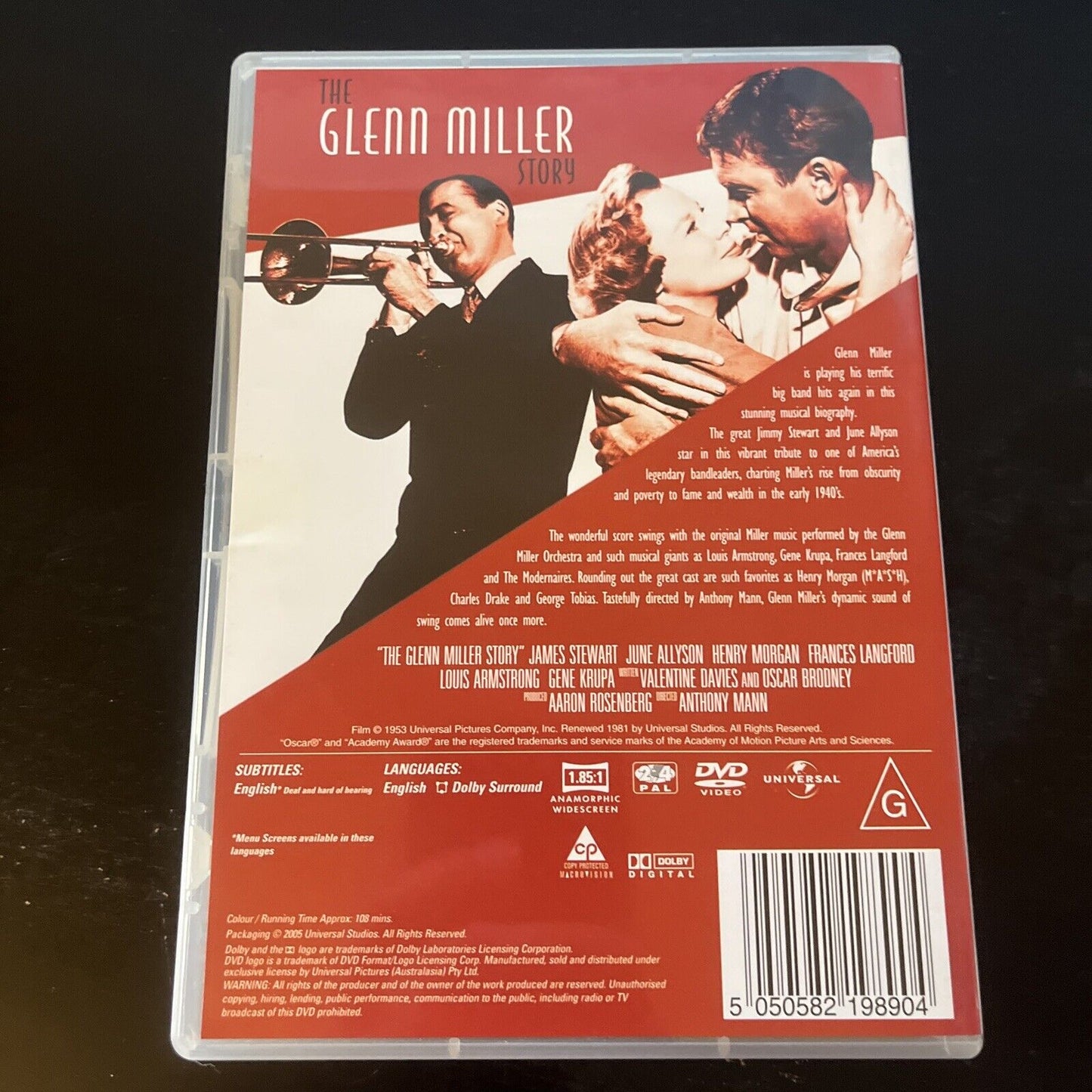 The Glenn Miller Story (DVD, 1954) James Stewart, June Allyson  Region 4 &2 NEW