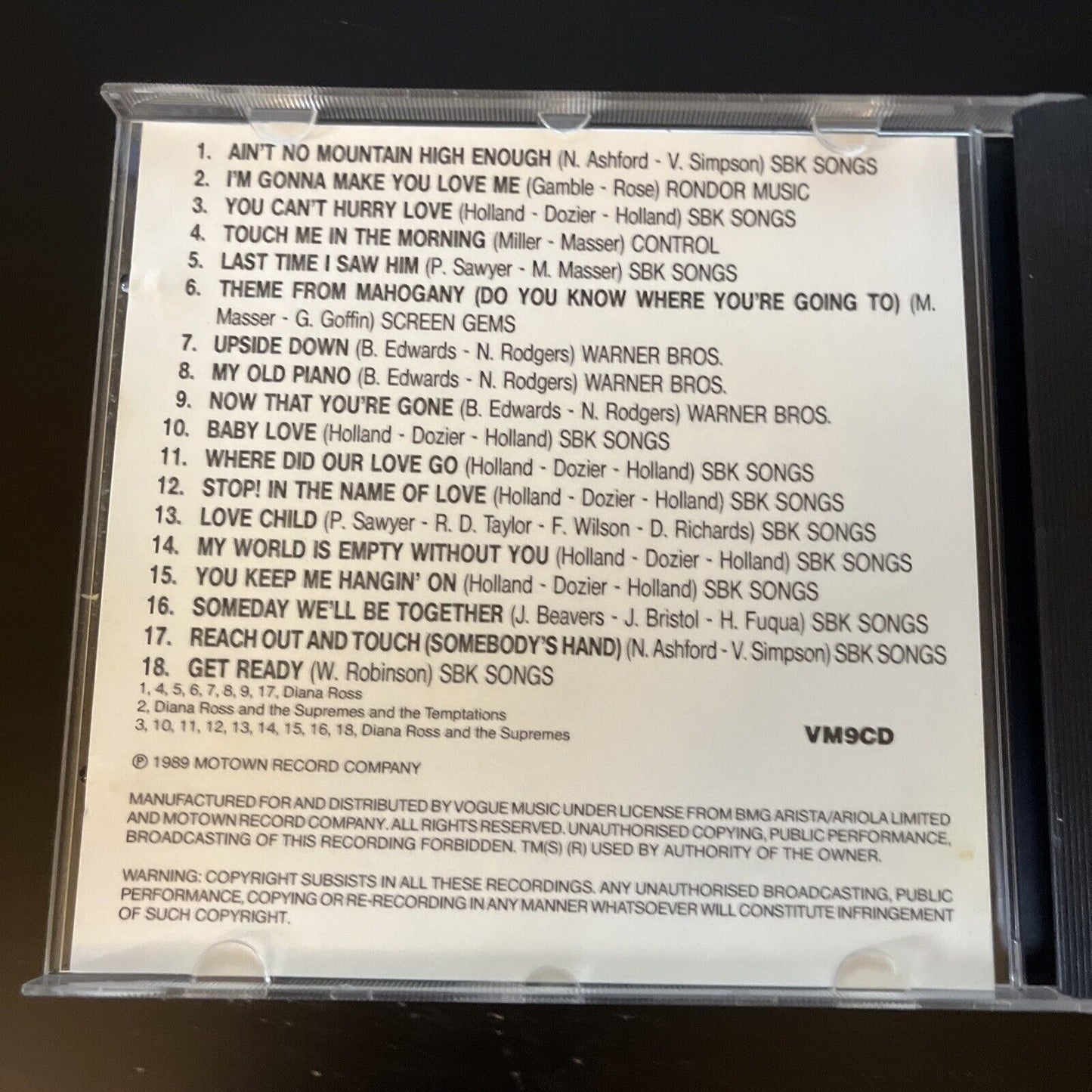 Diana Ross - Ain't No Mountain High Enough (CD, 1989) VM9CD