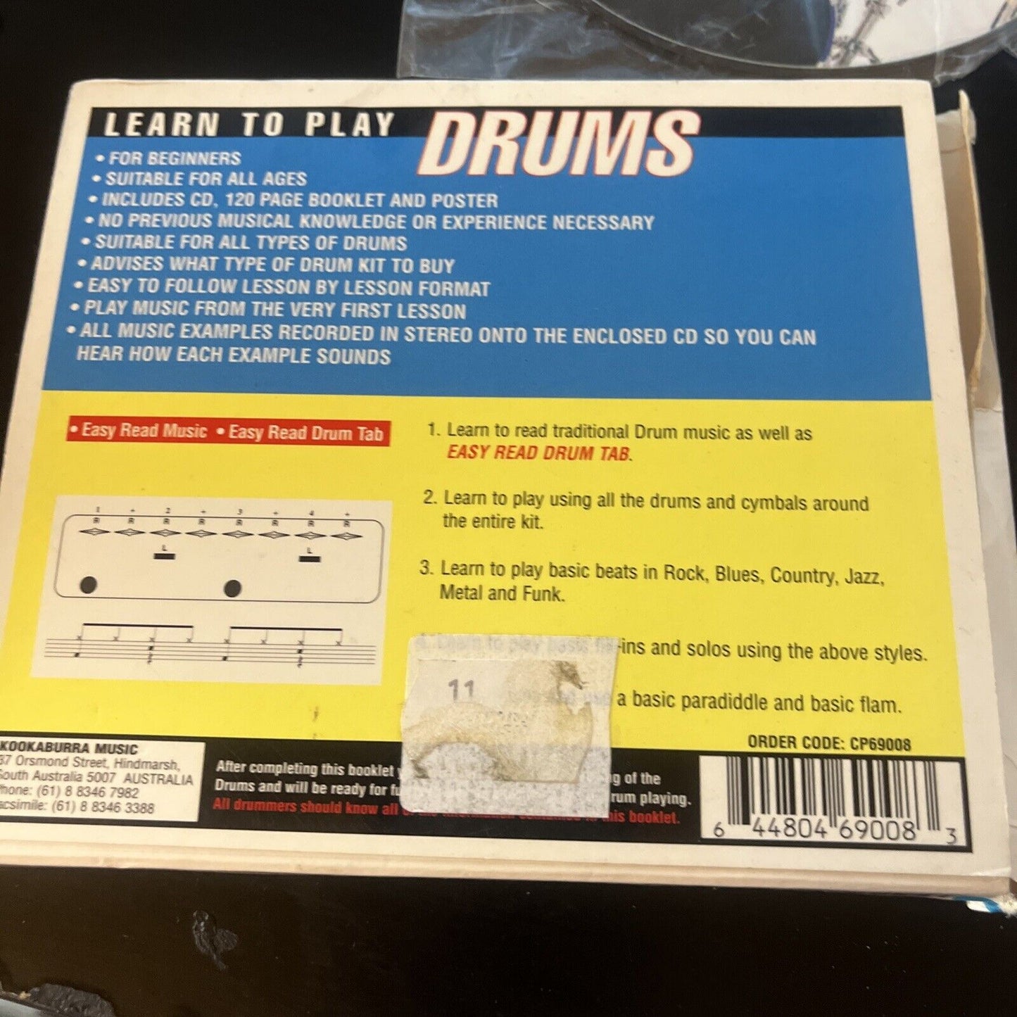 Learn to Play Drums - 10 Easy Lessons (CD, 1998) With 120 Page Booklet