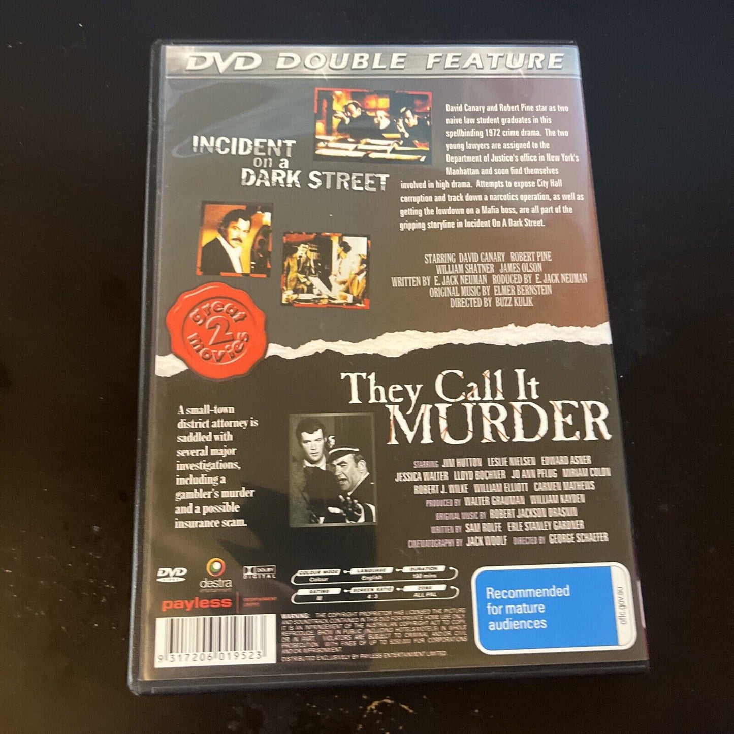 Incident On A Dark Street / They Call It Murder DVD William Shatner All Regions