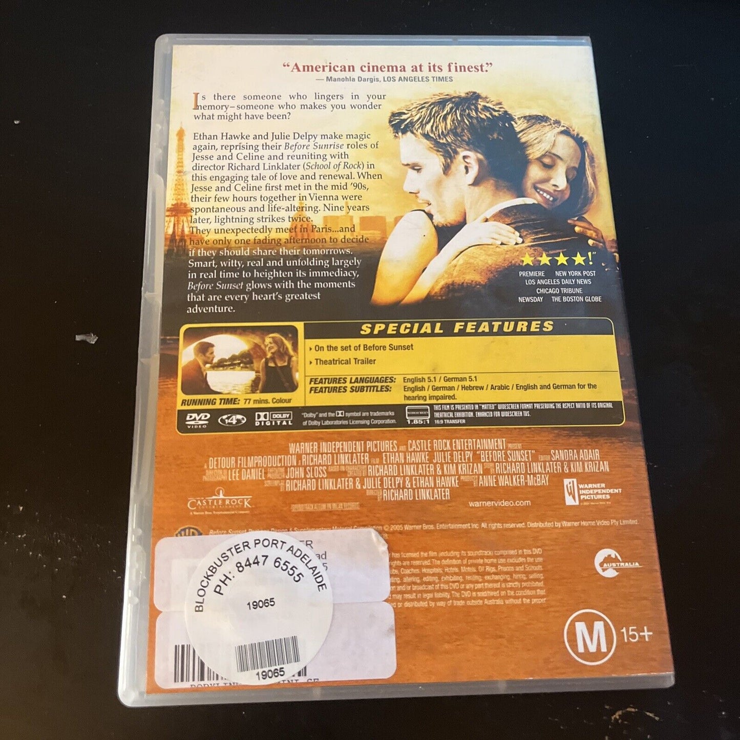 Before Sunset (DVD, 2005) Ethan Hawke, Julie Delpy Region 4