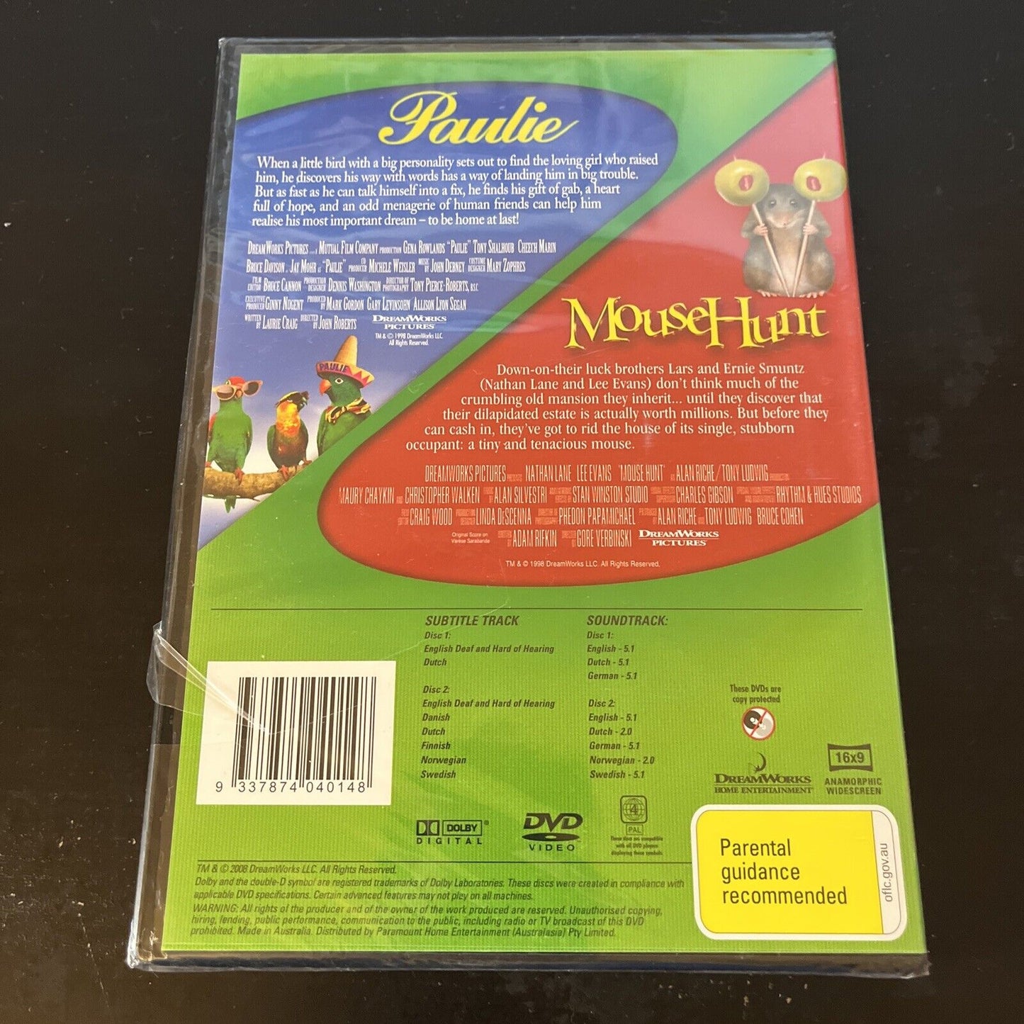 *New Sealed* Paulie / Mousehunt (DVD, 1998) Region 4