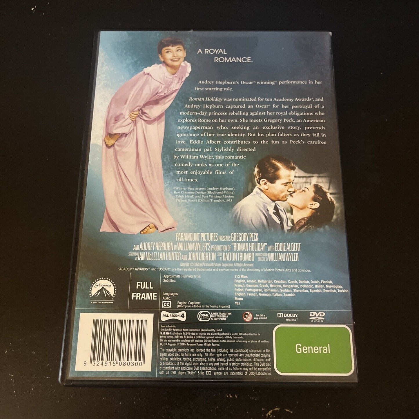 Roman Holiday (DVD, 1953) Gregory Peck, Audrey Hepburn NEW Region 4