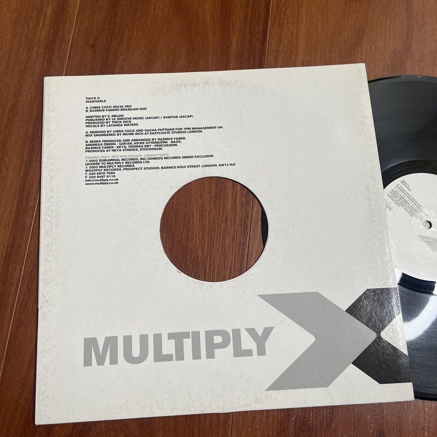 Thick D - Insatiable Vinyl 2002 Promo 12multy88pz