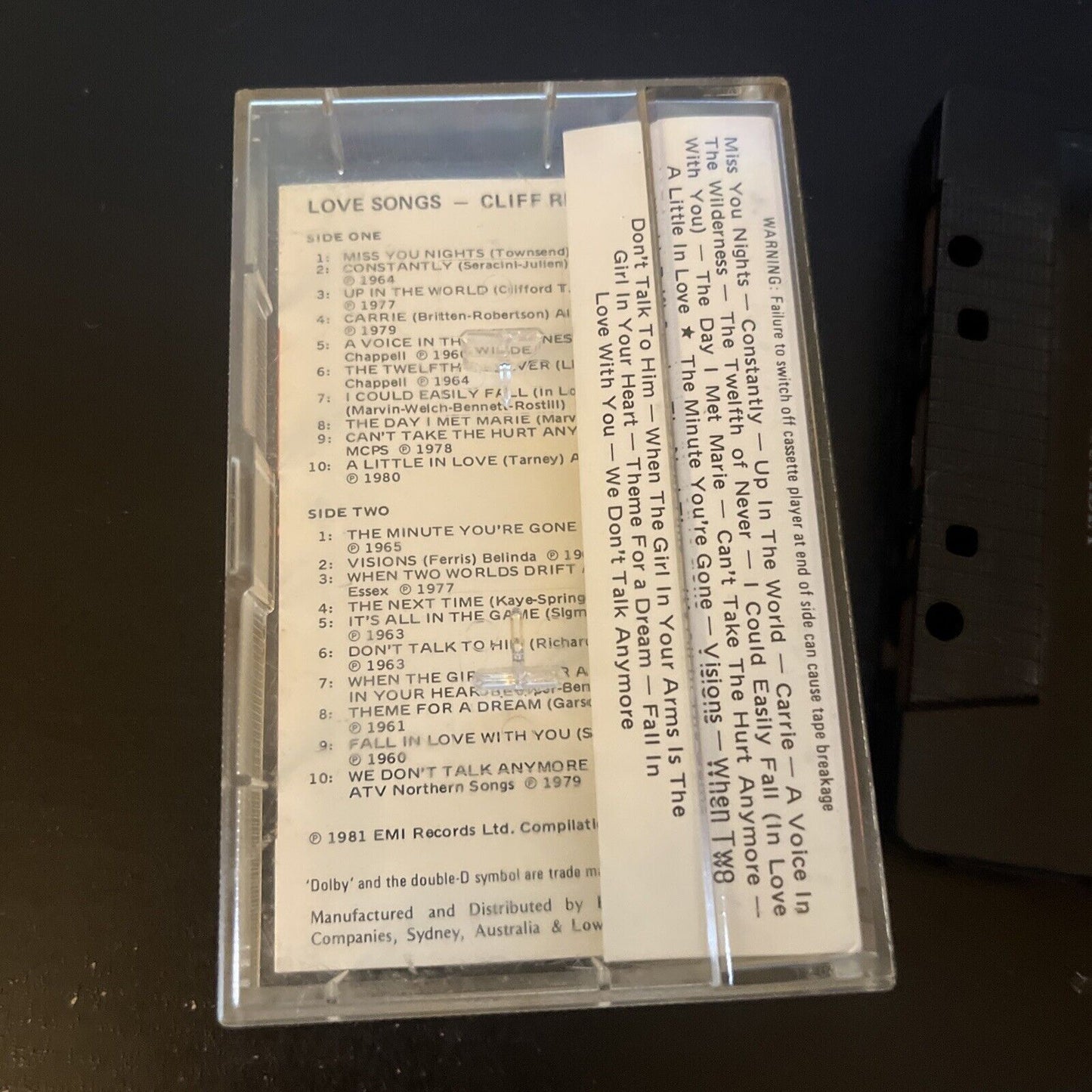 Cliff Richard - Love Songs (Cassette Tape, 1981) Tc-Play-1011