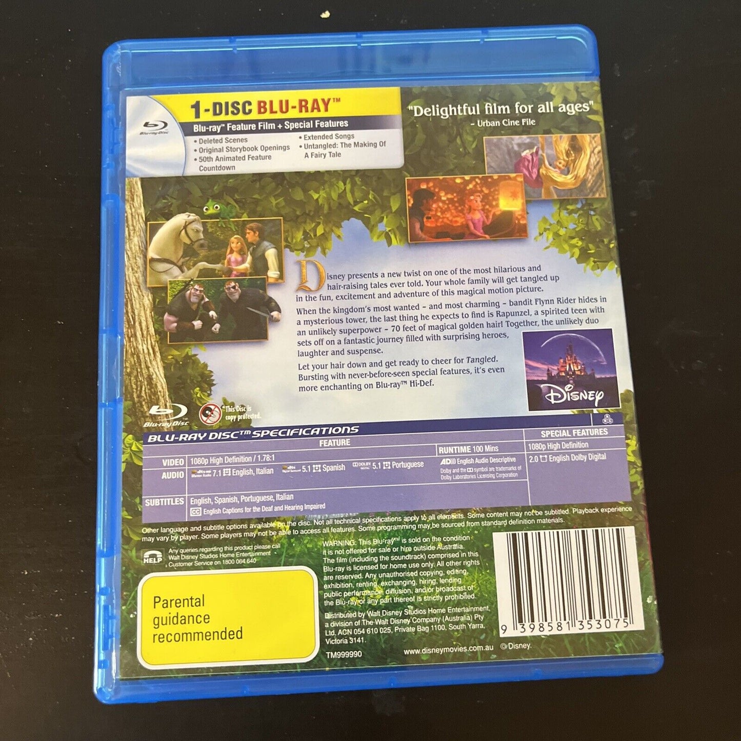 Tangled (Blu-ray, 2010) Mandy Moore, Zachary Levi, Donna Murphy Region B