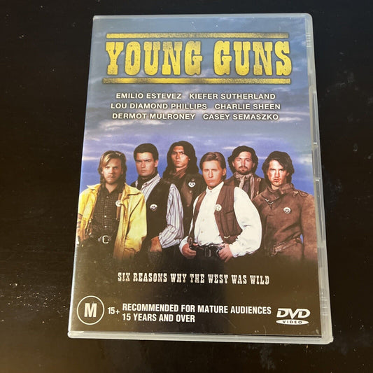 Young Guns (DVD, 1988) Charlie Sheen, Kiefer Sutherland Region 4