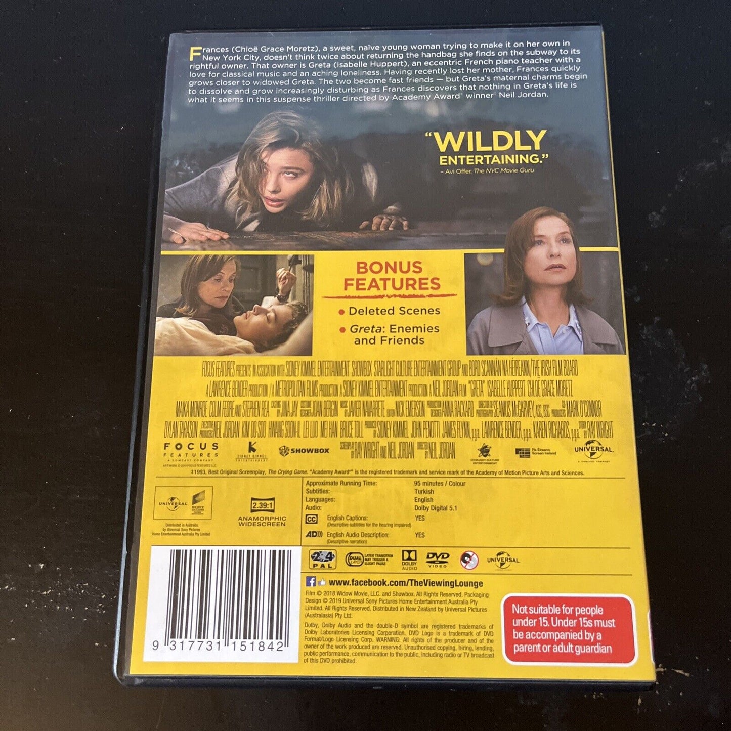Greta (DVD, 2018) Isabelle Huppert, Chloë Grace Moretz, Maika Monroe Region 4 &2