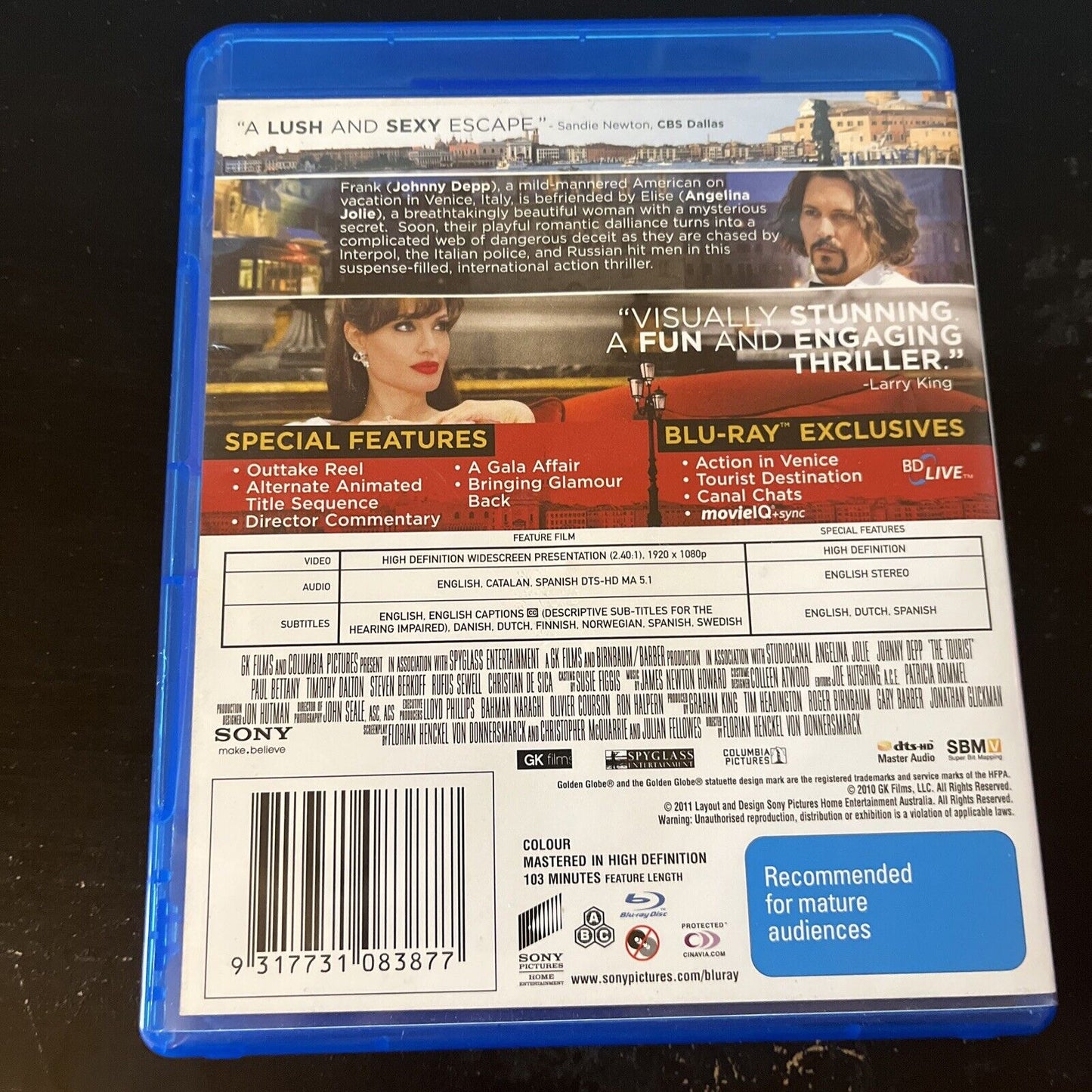 The Tourist (Blu-ray, 2010) Johnny Depp, Angelina Jolie All Regions