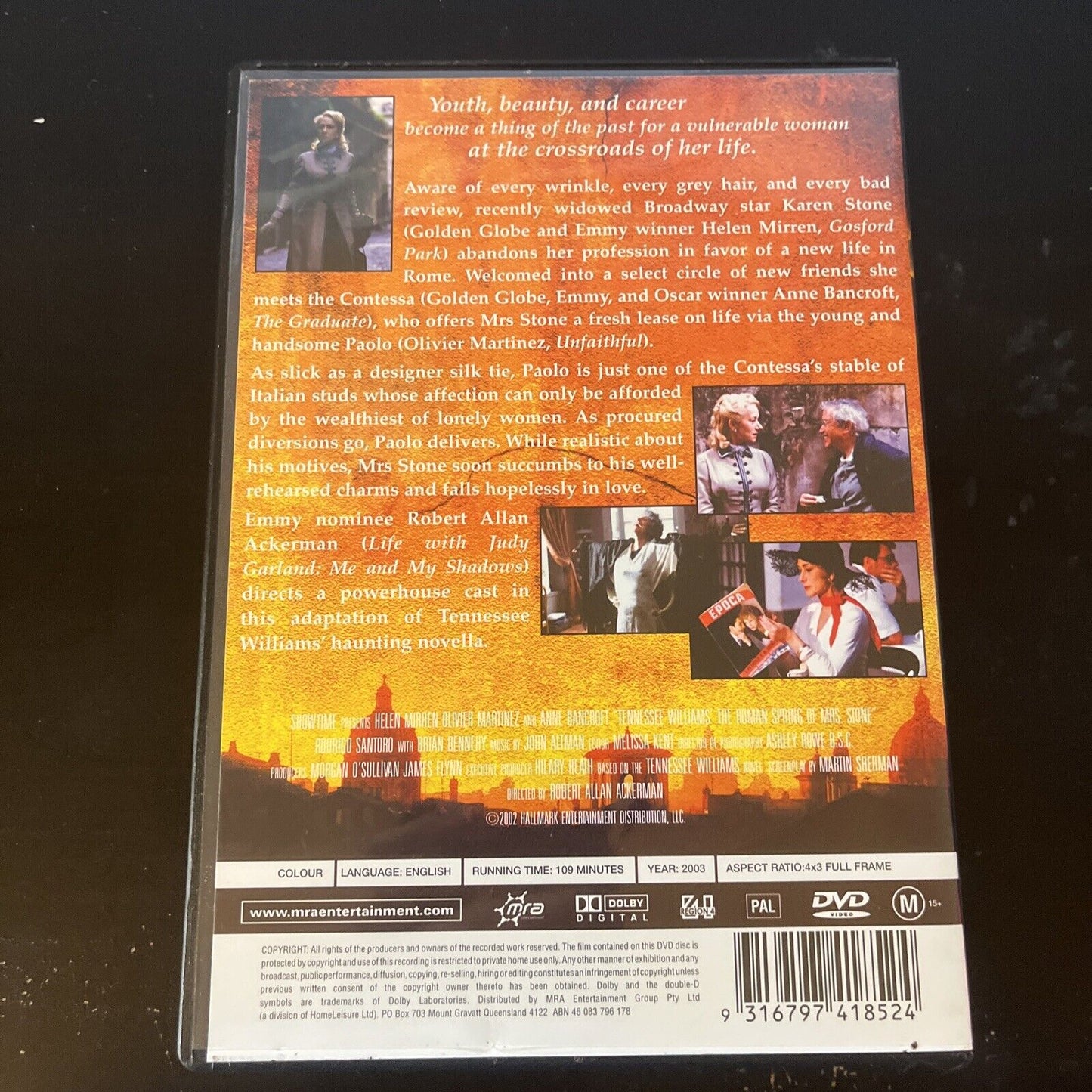The Roman Spring Of Mrs. Stone (DVD, 2003) Helen Mirren, NEW Region 4