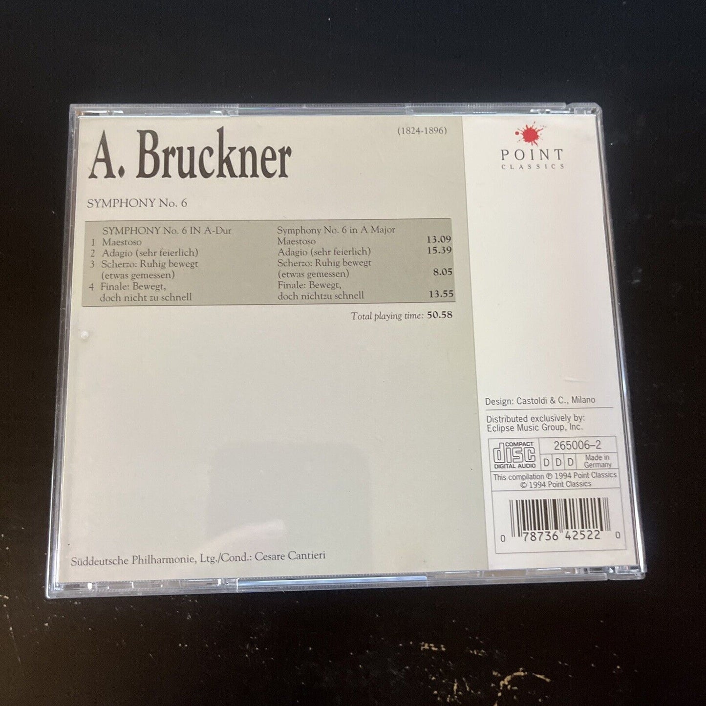 Anton Bruckner - Cantieri Symphony No.6 (CD, 1994) MUSIC ALBUM