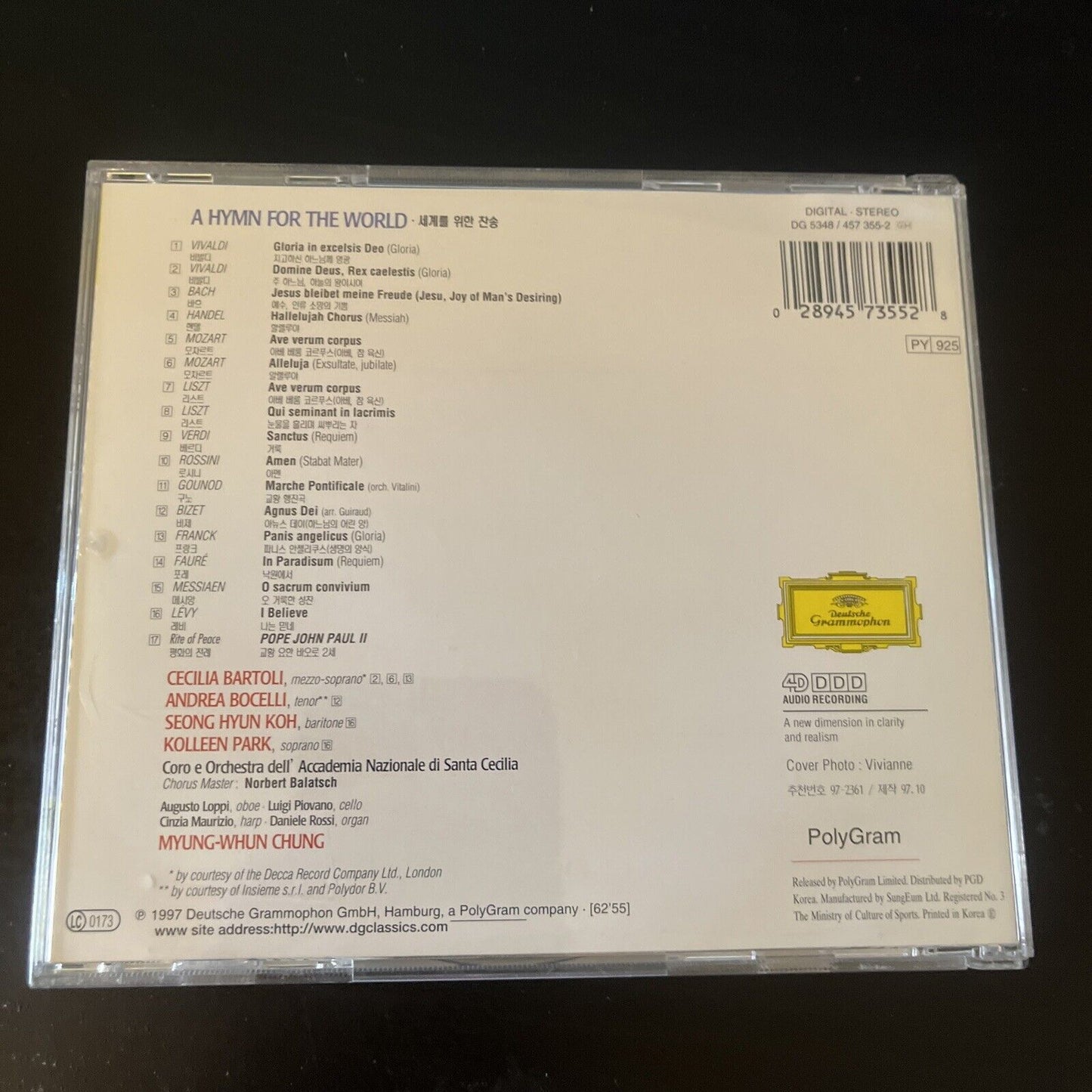 Cecilia Bartoli, Andrea Bocelli, Myung-Whun Chung - A Hymn For The World (CD)