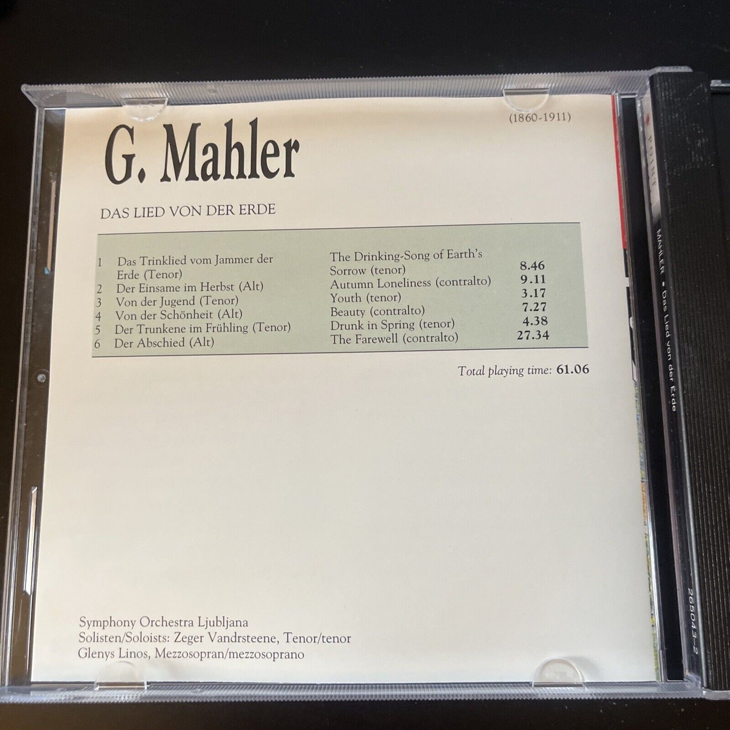 Point Classics Digital Recording - Mahler - Das Lied Von Der Erde (CD, 1994)