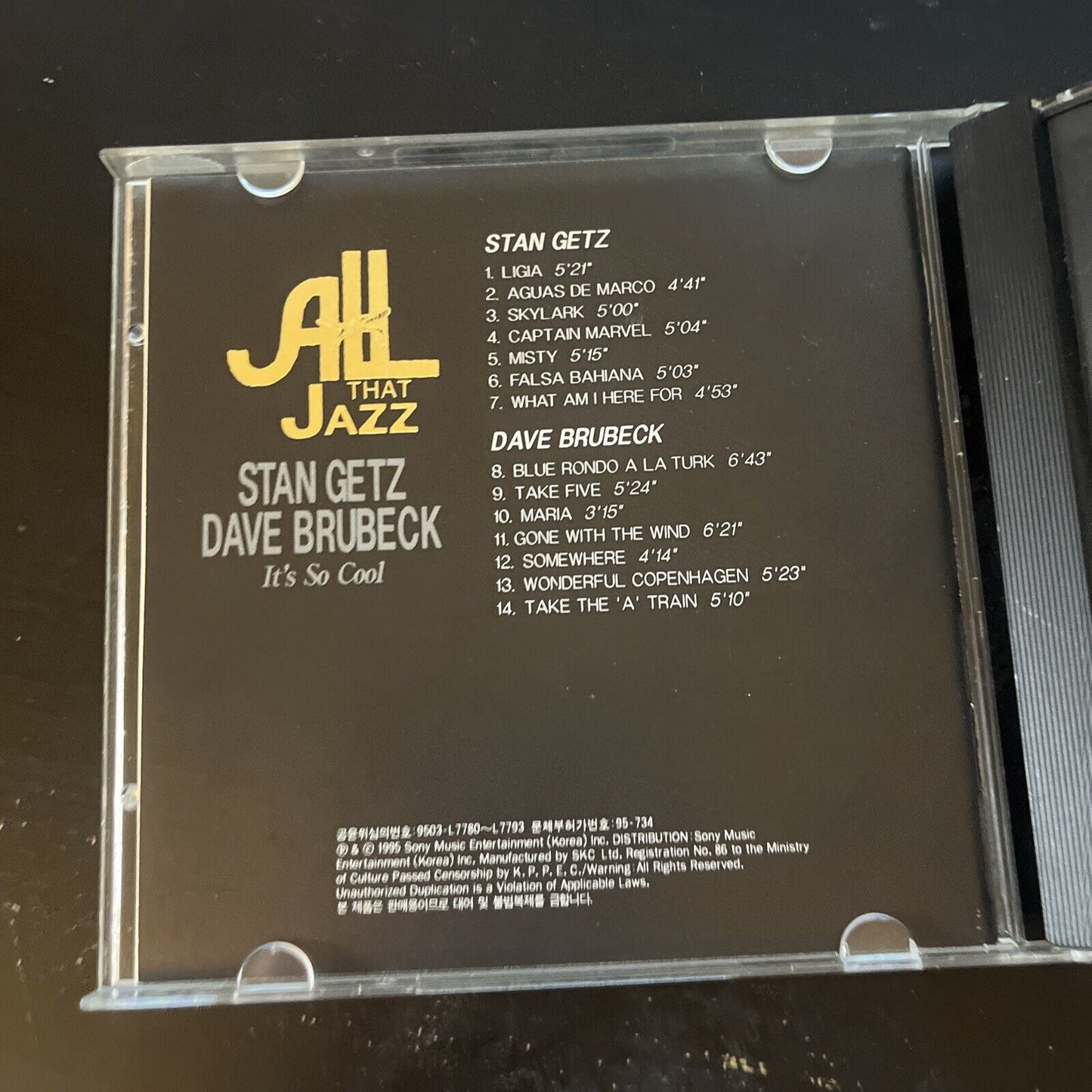 Stan Getz & Dave Brubeck - It's So Cool (CD, 1995) CSK-9710