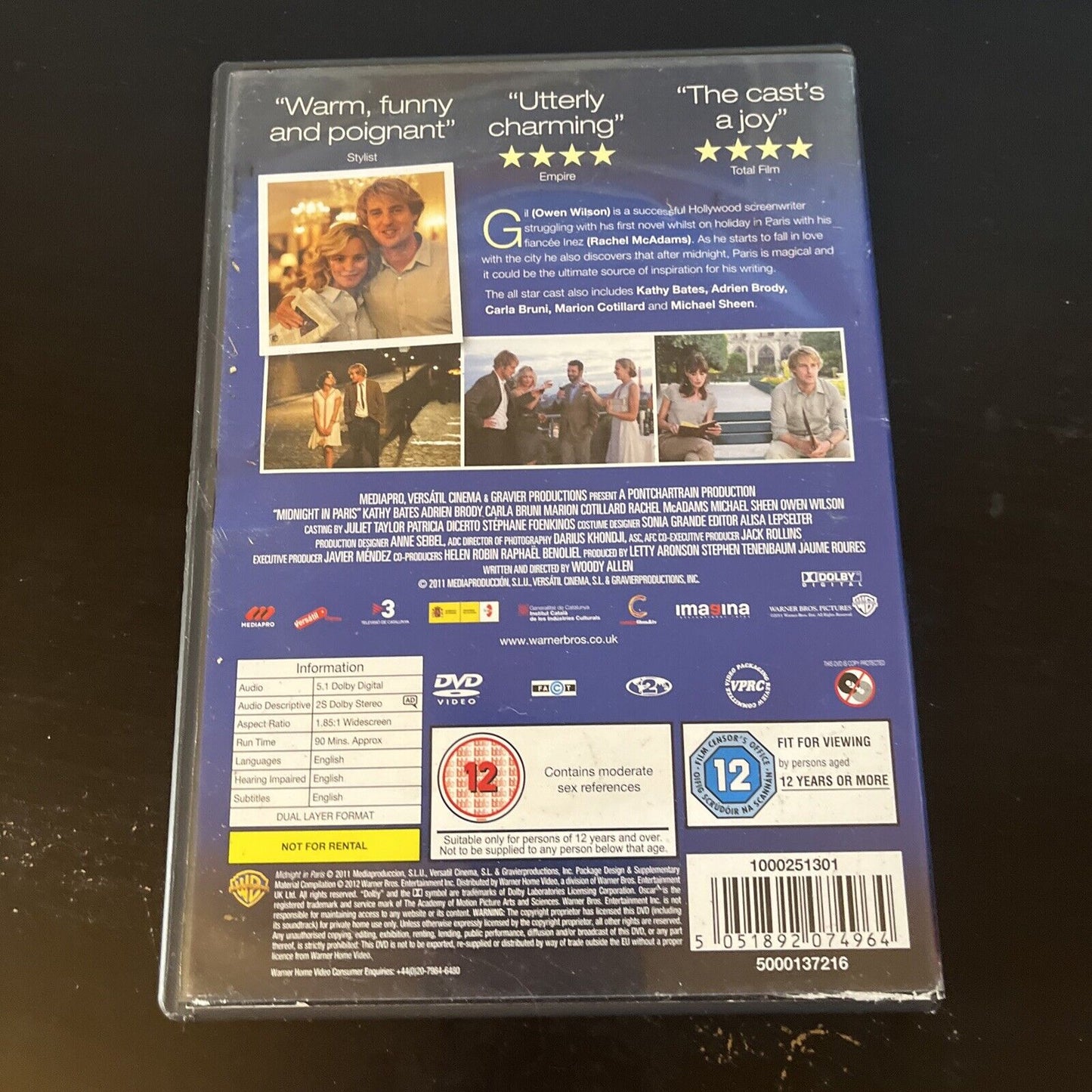 Midnight In Paris (DVD, 2011) Owen Wilson, Woody Allen Region 4 &2