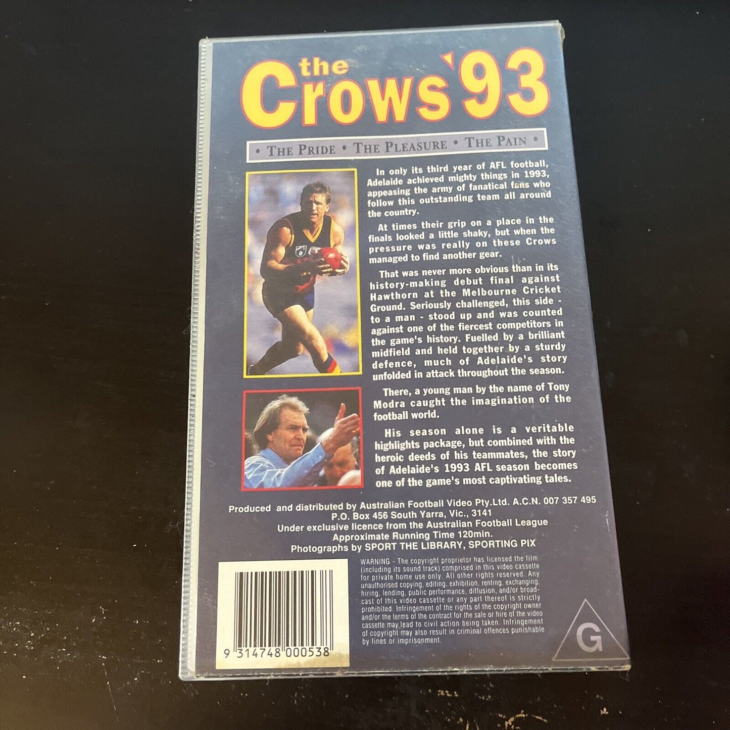 The Crows '93 - The Pride, The Pleasure, The Pain (VHS, 1993) Adelaide Crows AFL