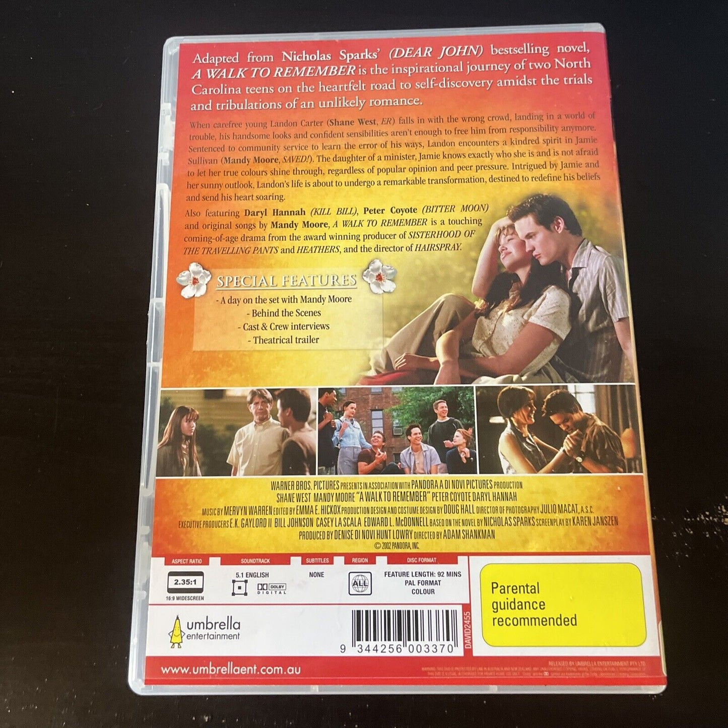 A Walk To Remember (DVD, 2002) Shane West, Mandy Moore, Peter Coyote All Regions