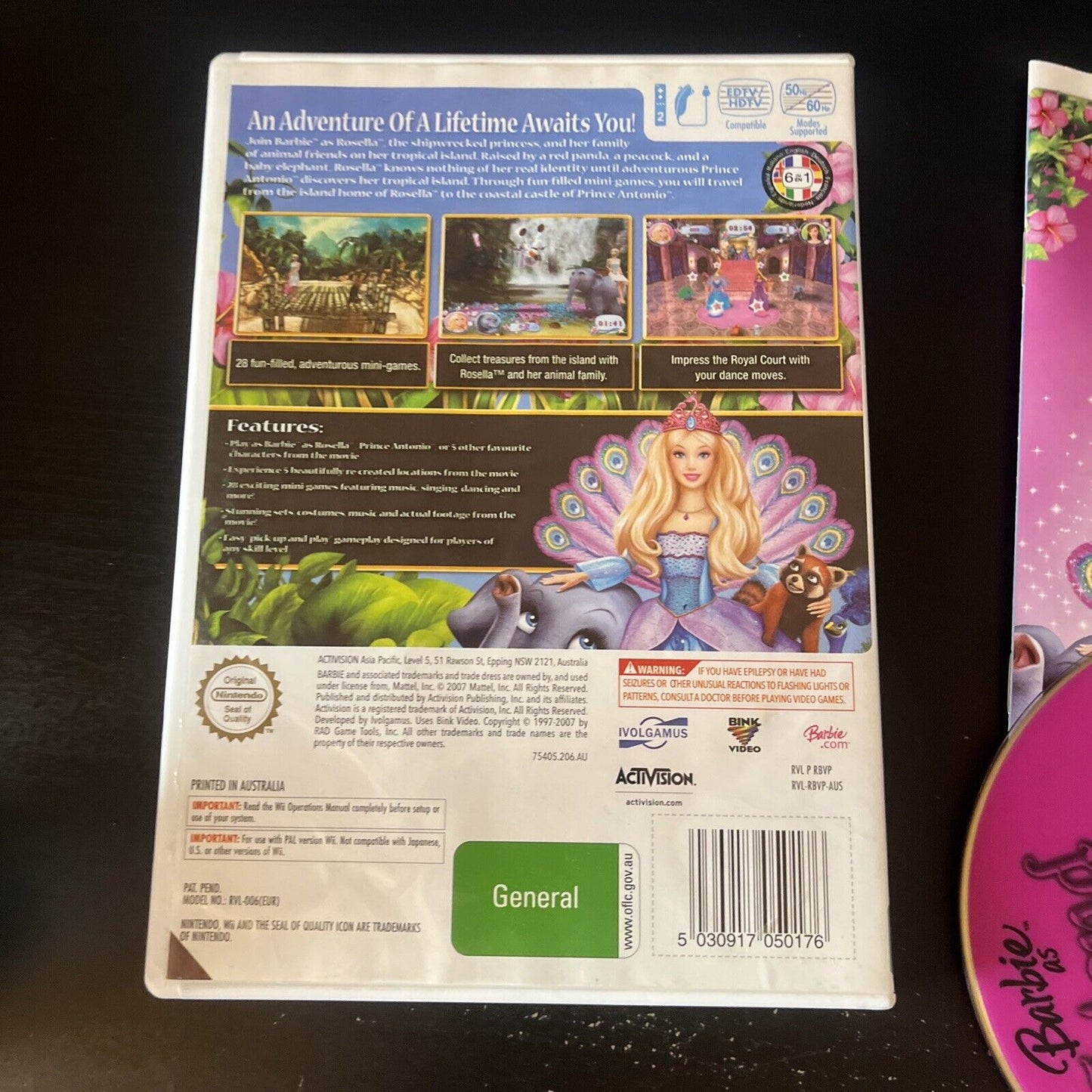 Barbie as the Island Princess for Nintendo Wii and Manual PAL