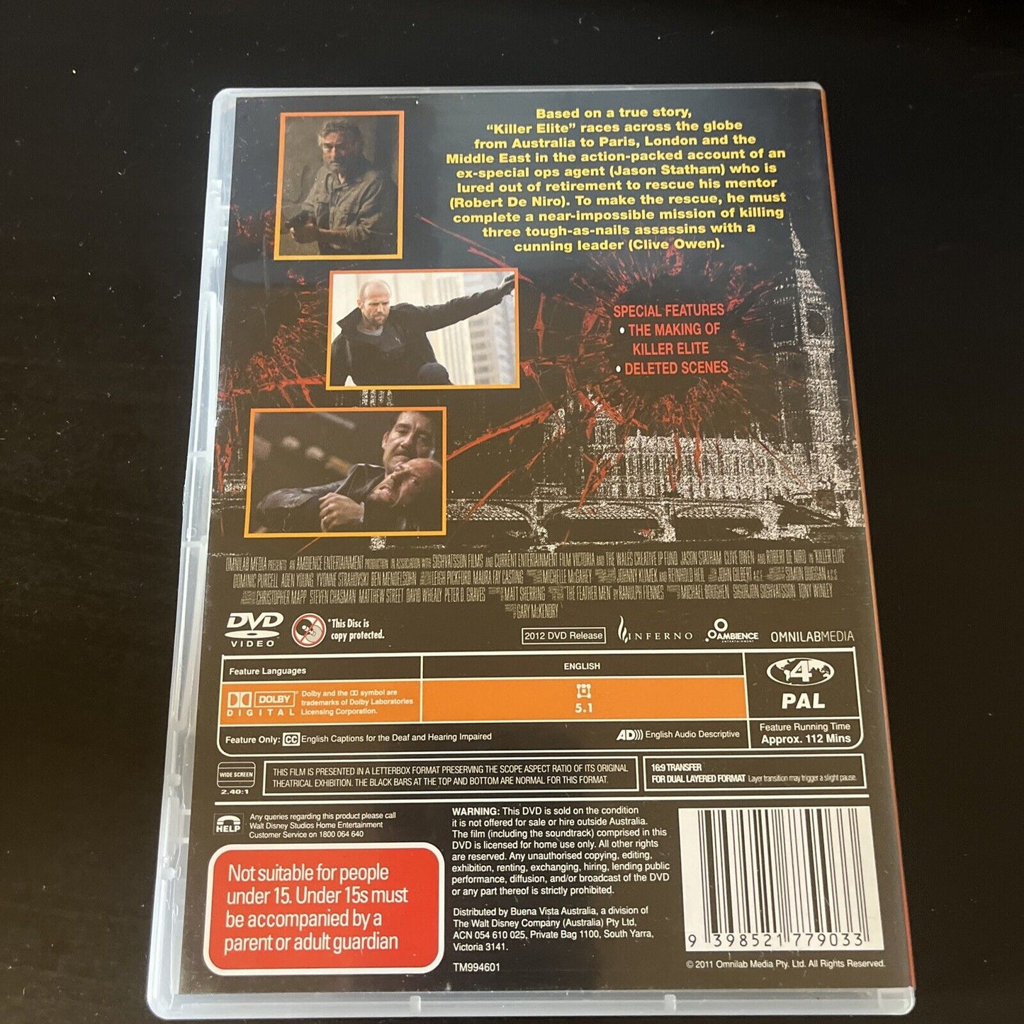 Killer Elite (DVD, 2011) Jason Statham, Clive Owen, Robert De Niro, Region 4