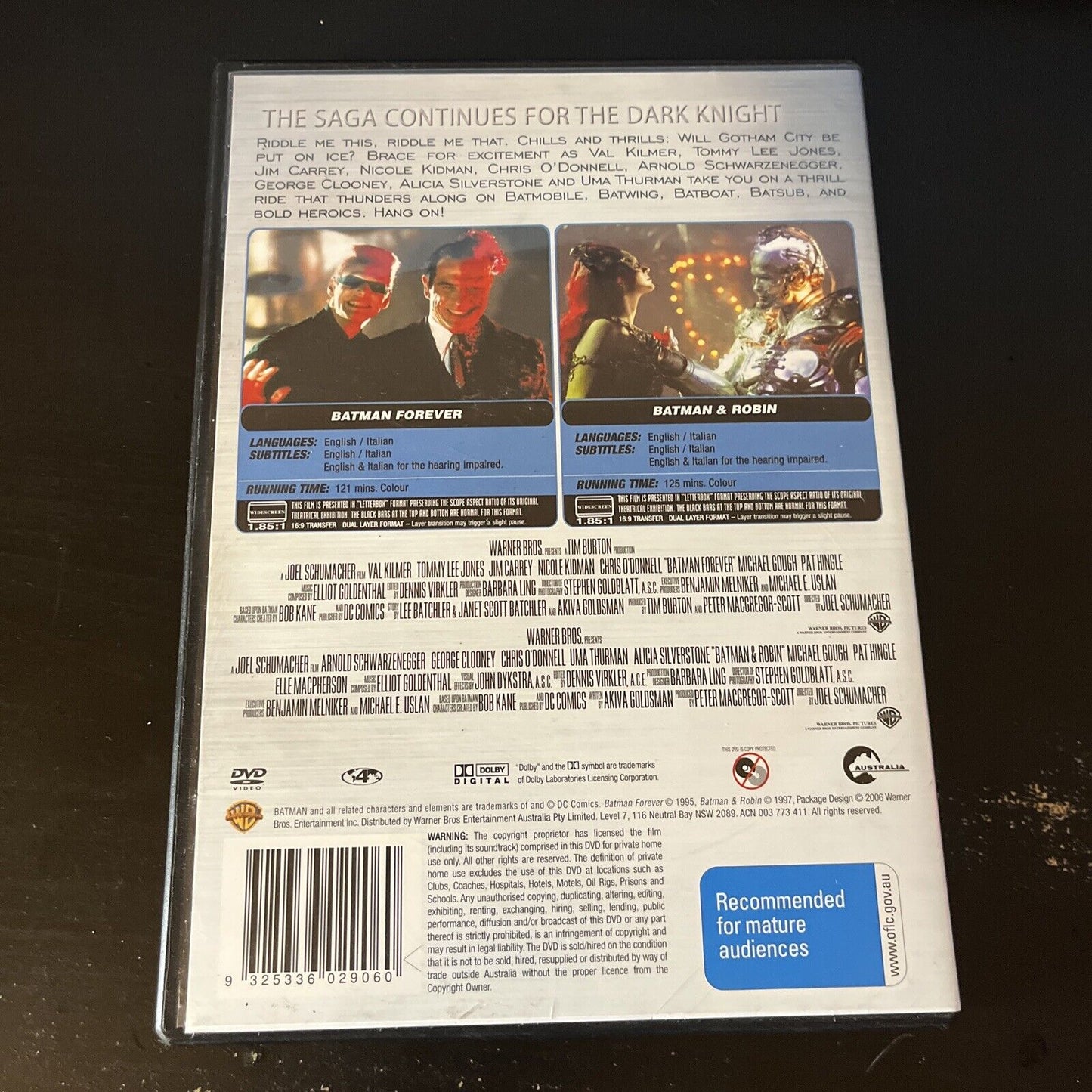 Batman Forever / Batman And Robin (DVD, 1995, 2-Disc) George Clooney R ...