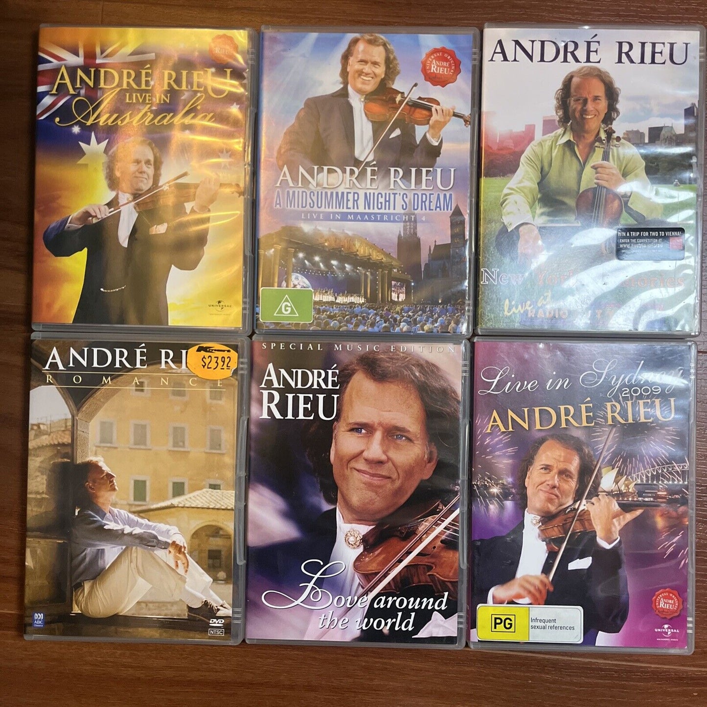 6x Andre Rieu DVDs Live in Australia, Romance, Live in Maastricht 4 All Regions