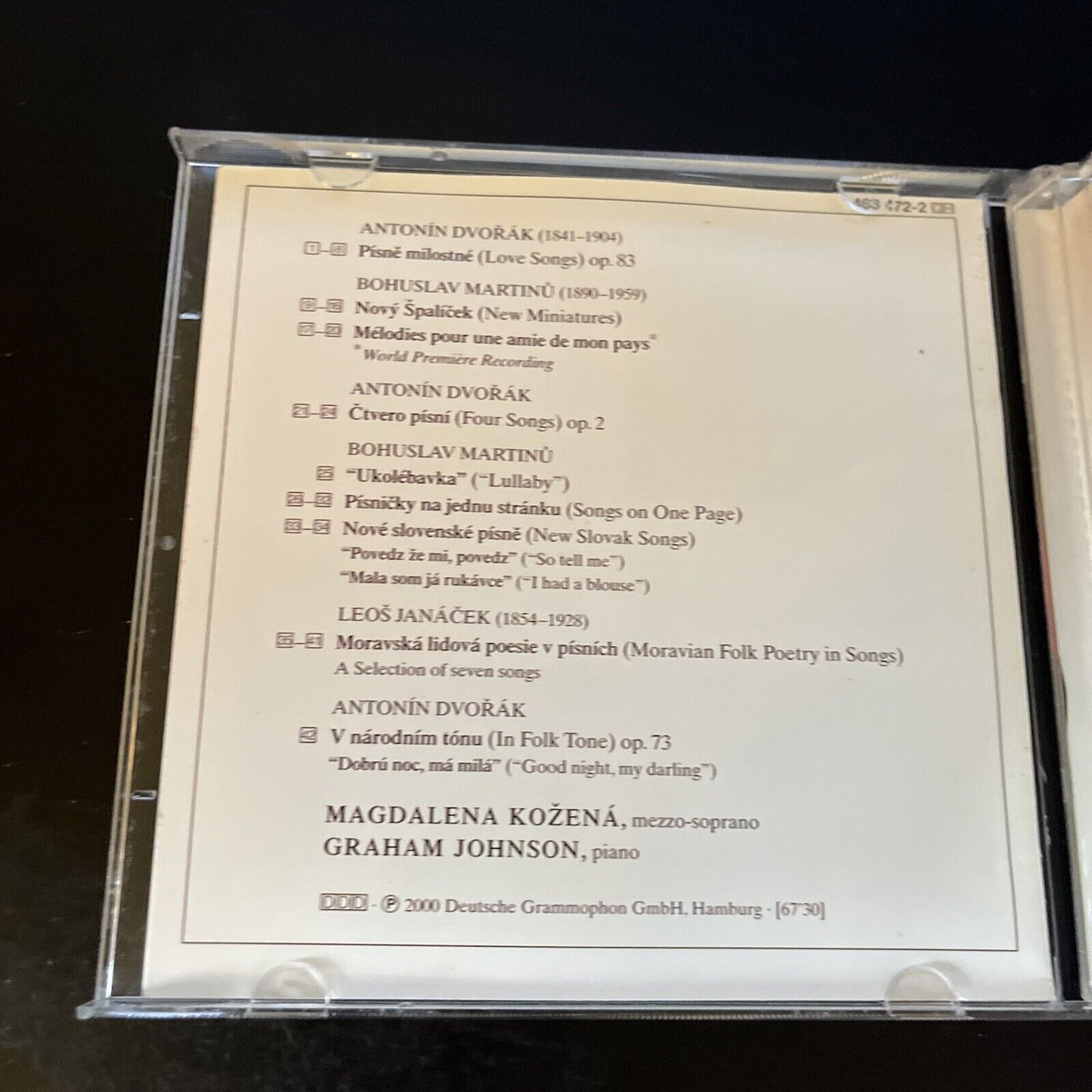 Magdalena Kožená, Dvořák, Janáček, Martinů, Graham Johnson – Love Songs CD, 2000