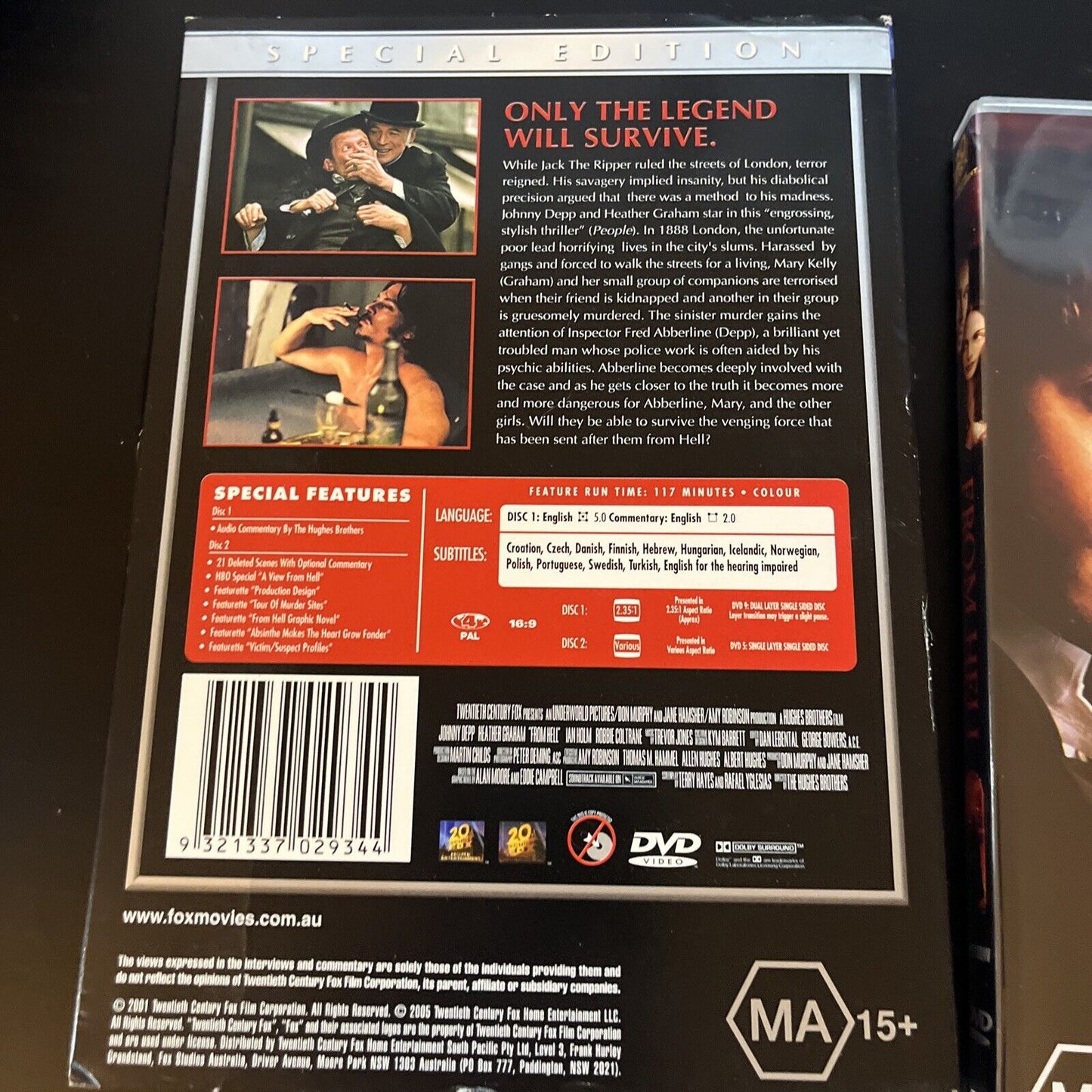 From Hell (Special Edition, DVD, 2001, 2-Disc) Johnny Depp Region 4